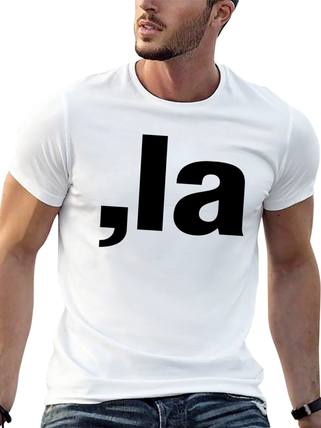 Black Black T-shirt with ",la" Lettering view 13