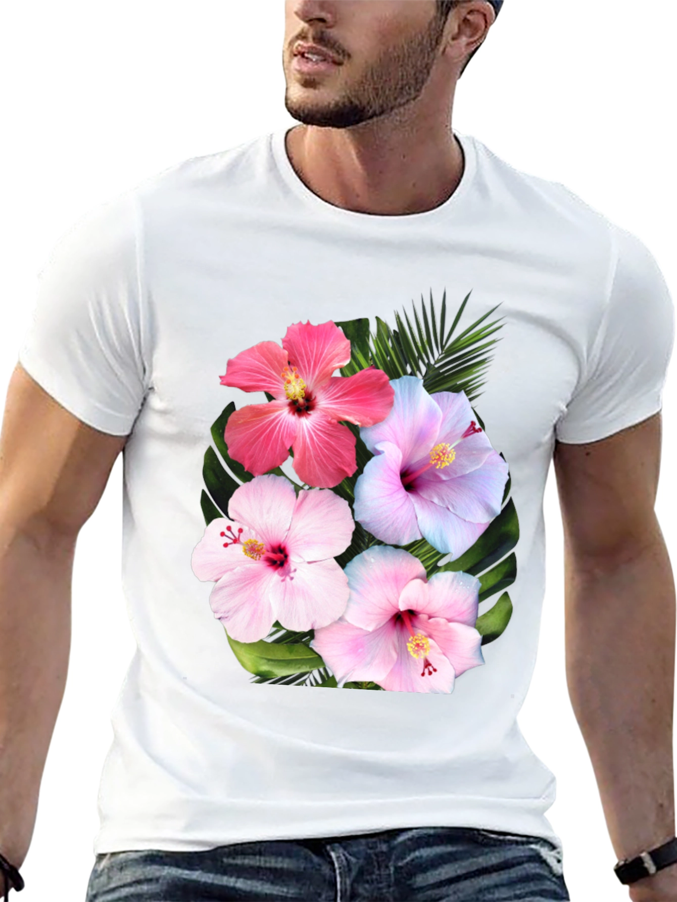 Black Floral Hibiscus Graphic T-Shirt view 13