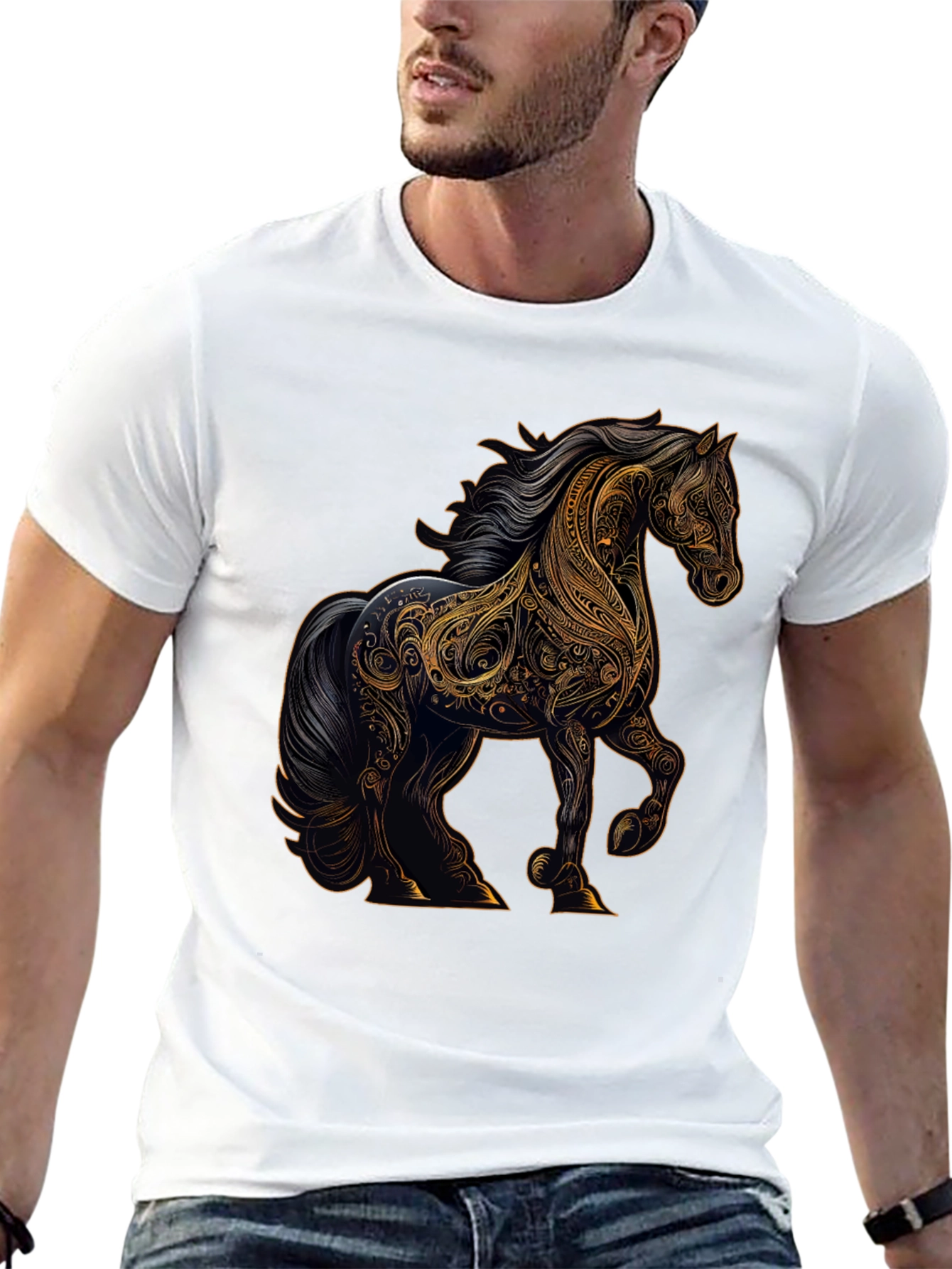 Black Majestic Horse Graphic Tee - Black view 13