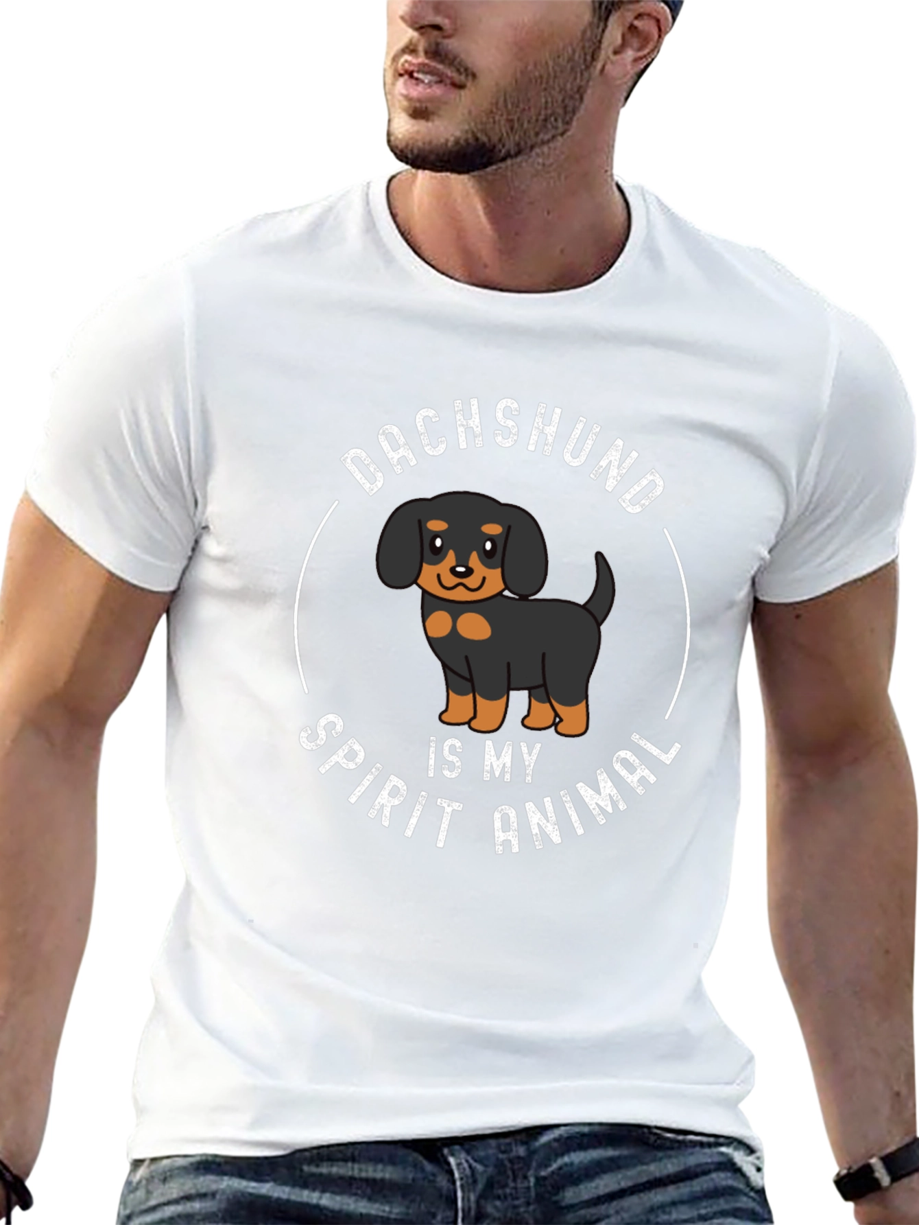 Black Dachshund Spirit Animal Black Graphic Tee view 13