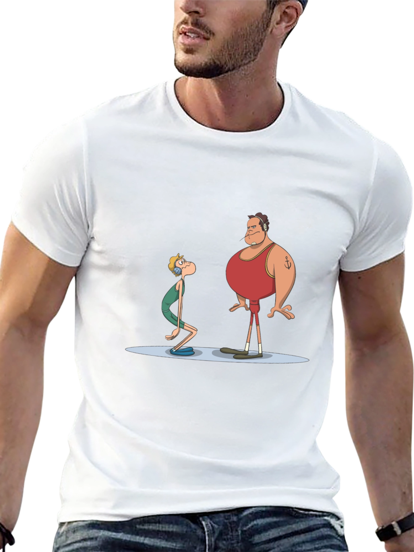Black Cartoon Lifeguard Graphic Black T-Shirt view 13