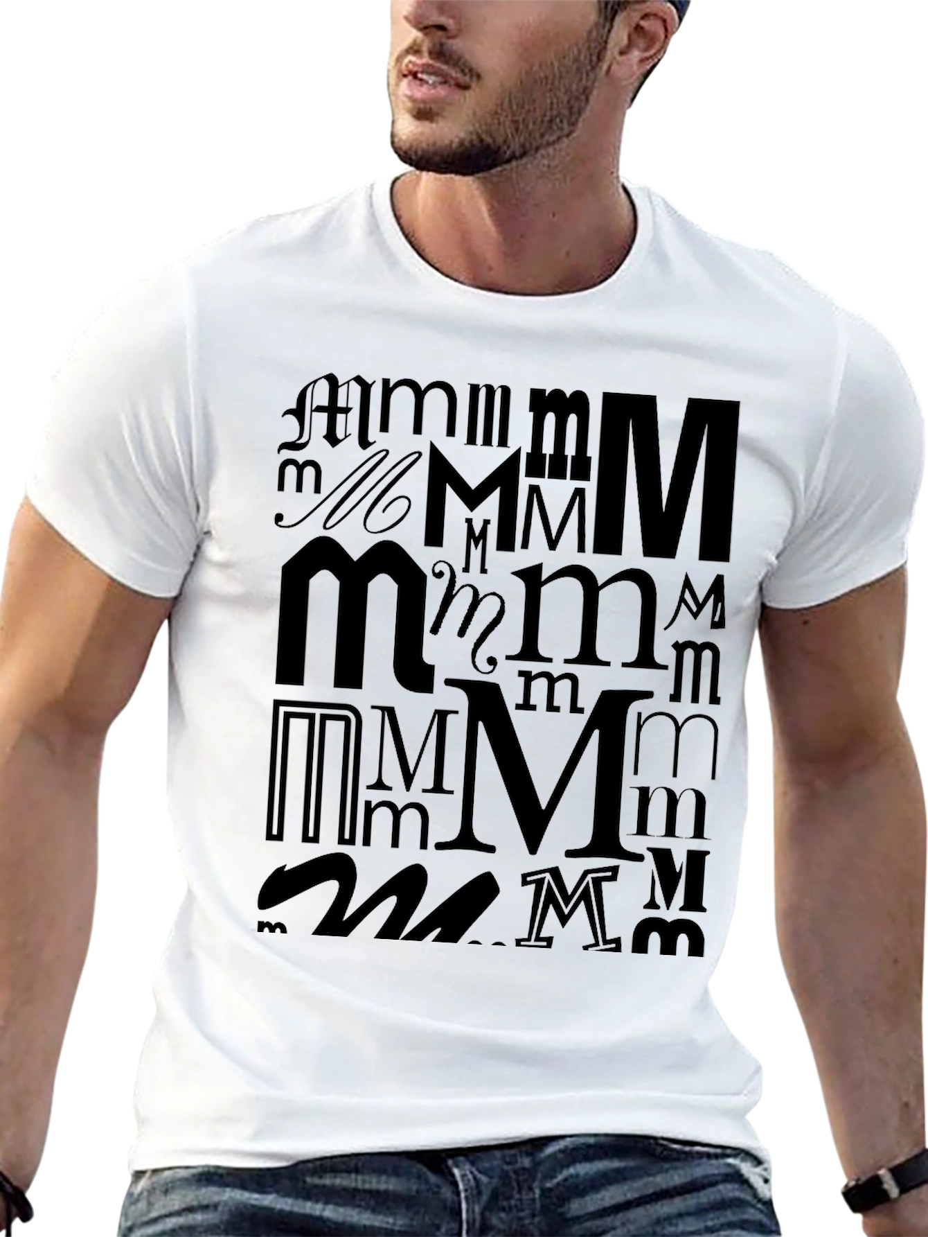 Black Letter "M" Black Graphic Tee view 13