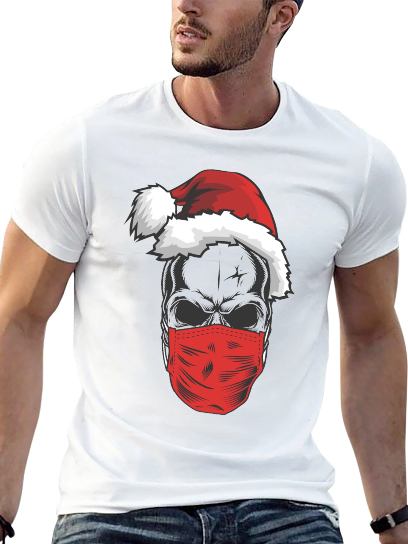 Black Skull Santa Mask T-Shirt view 13