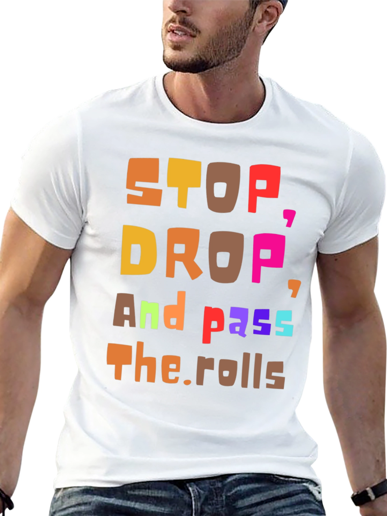 Black Stop, Drop, and Pass the Rolls Graphic Tee view 13