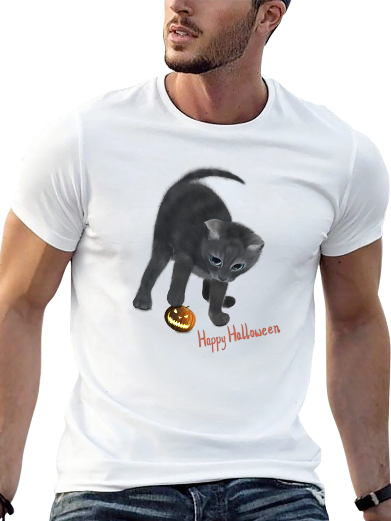 Black Halloween Cat T-Shirt view 13