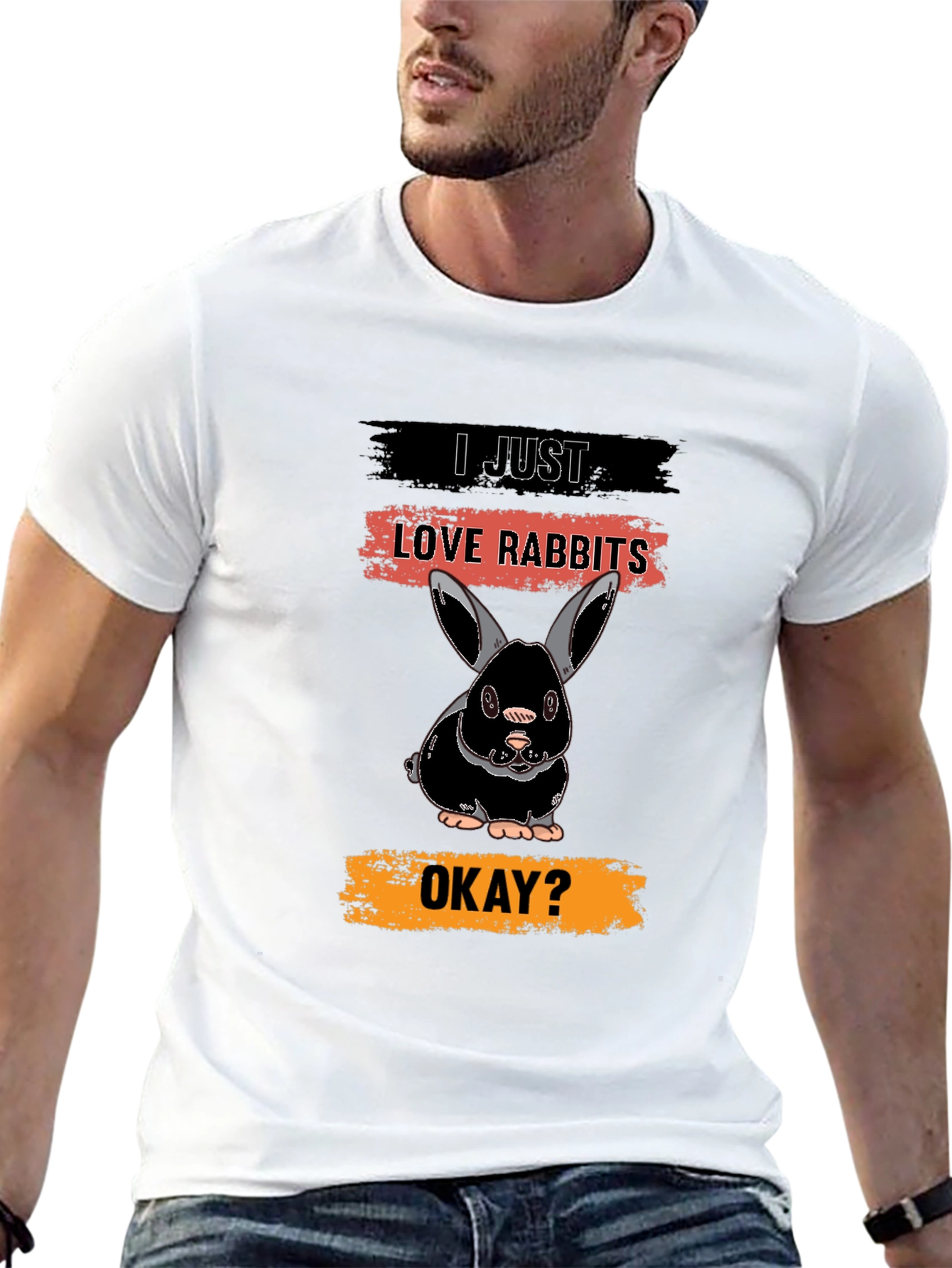 Black I Just Love Rabbits T-Shirt - Black view 13