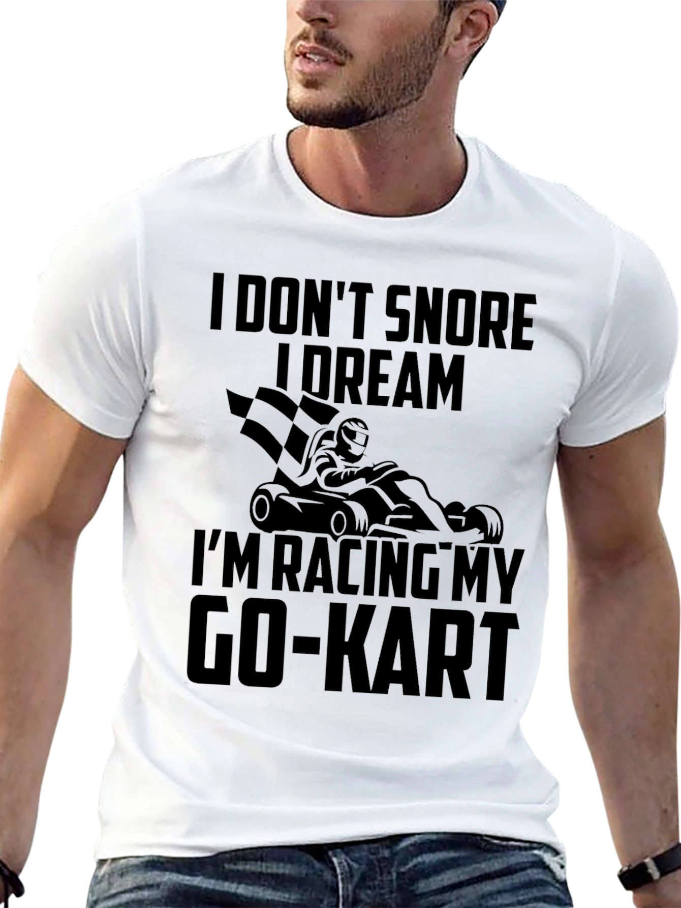 Black Funny Go-Kart Racing T-Shirt - I Don't Snore, I Dream view 13