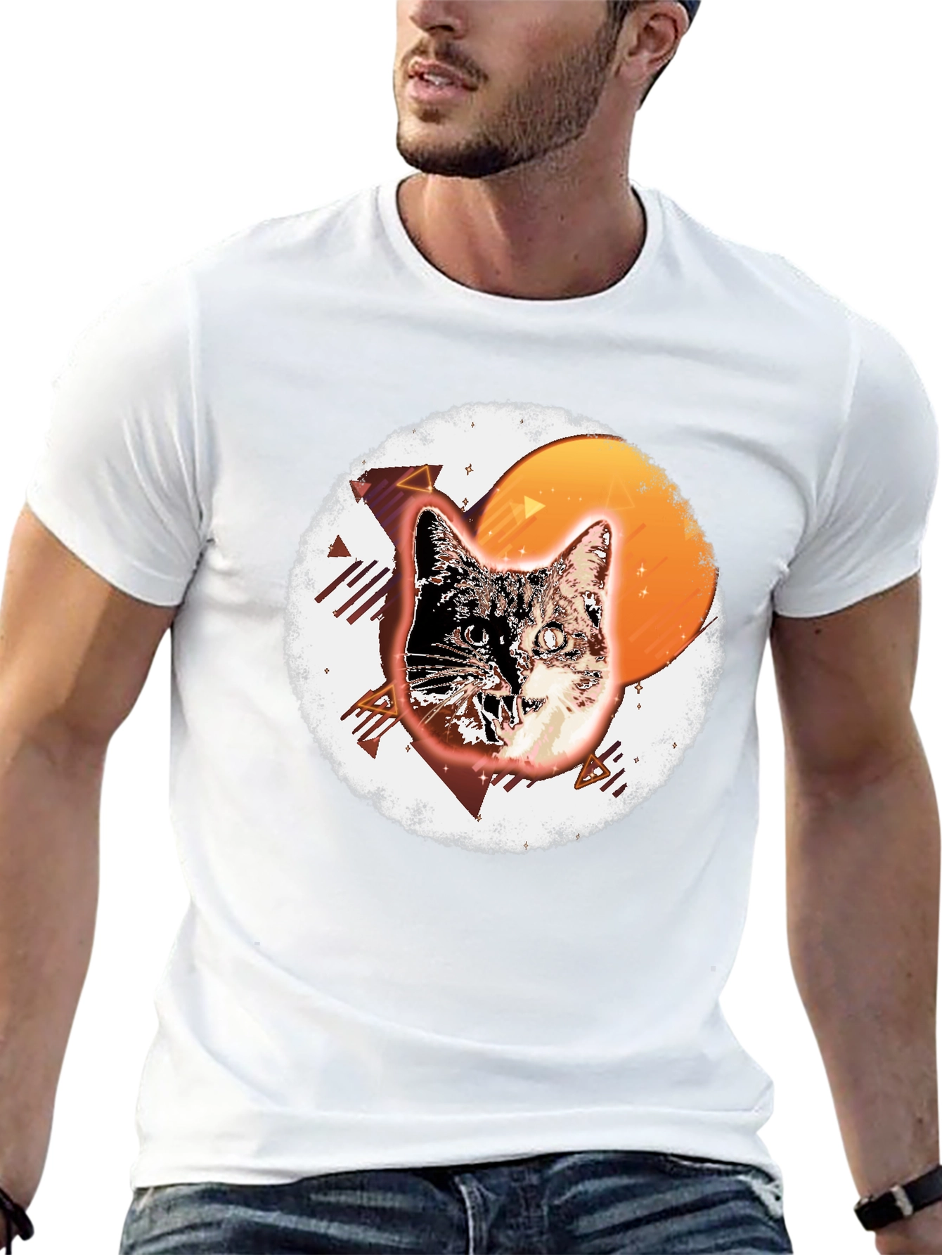 Black Retro Cat Graphic Tee - Cool Vintage Style view 13