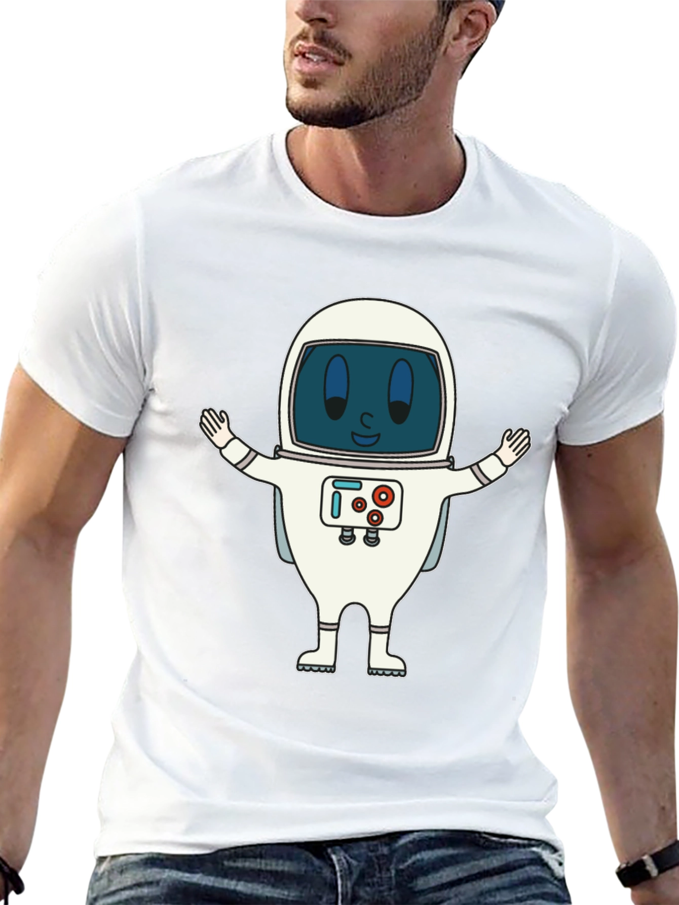 Black Astronaut Graphic Print T-Shirt - Fun Spaceman Design view 13