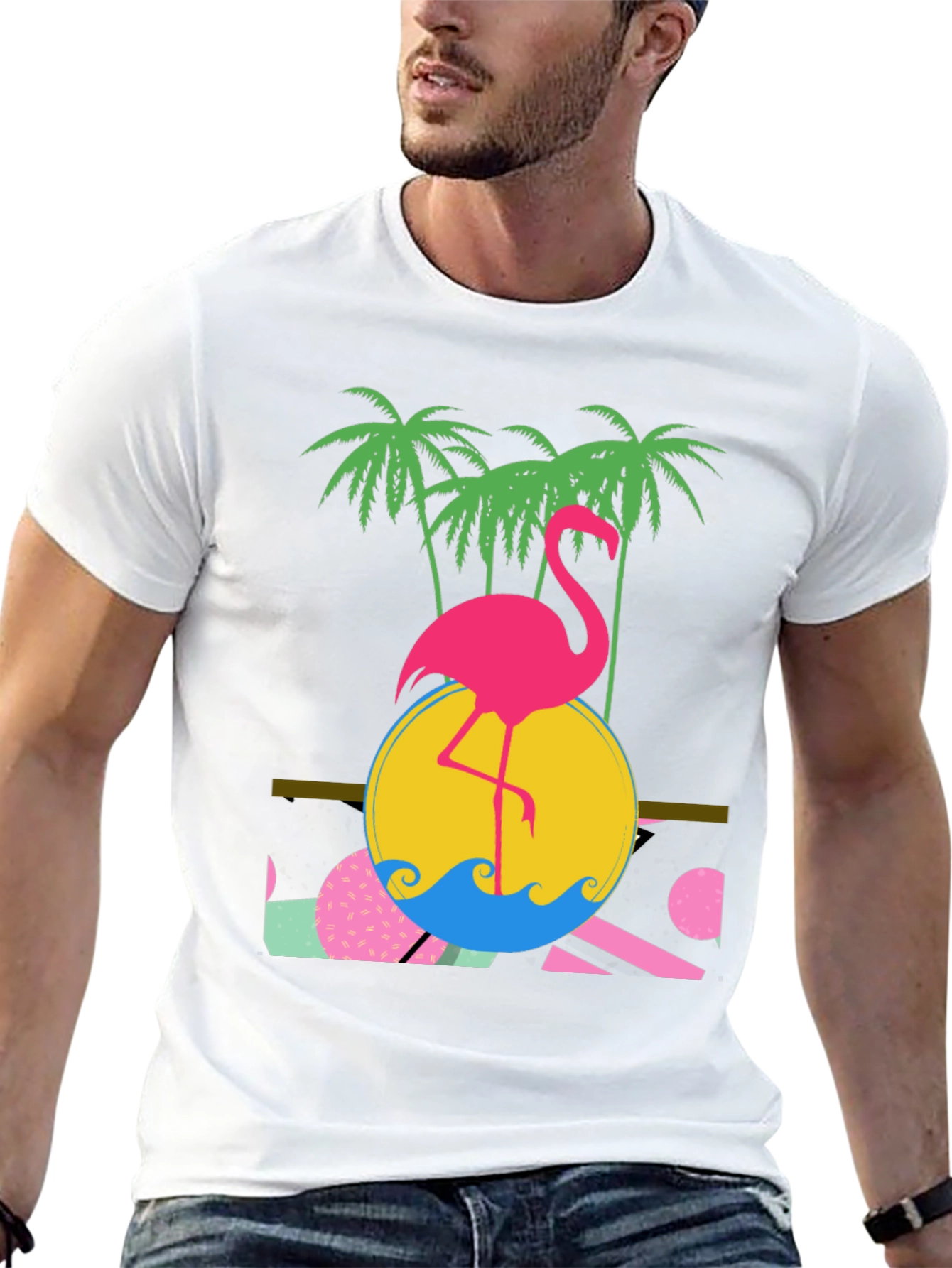 Black Retro Flamingo Graphic T-Shirt - Tropical Summer Vibes view 13