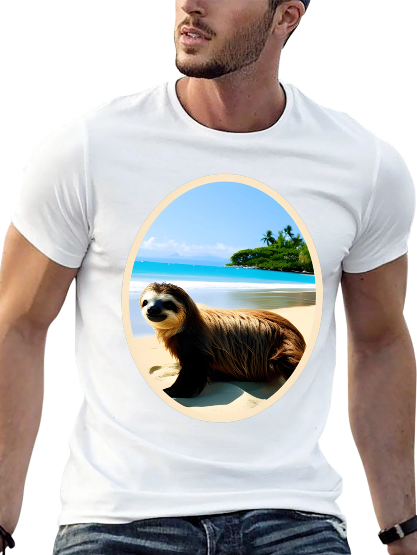 Black Sloth Beach T-Shirt view 13