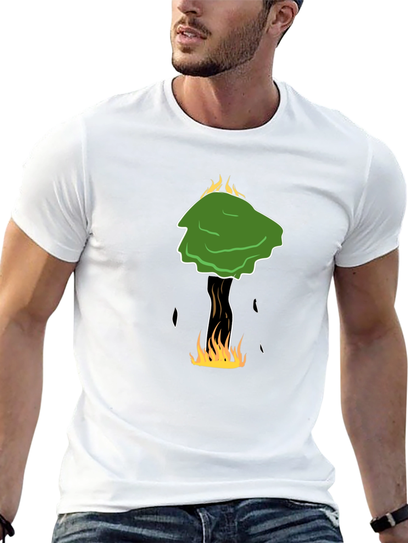 Black Burning Tree Graphic Tee - Unique Design view 13