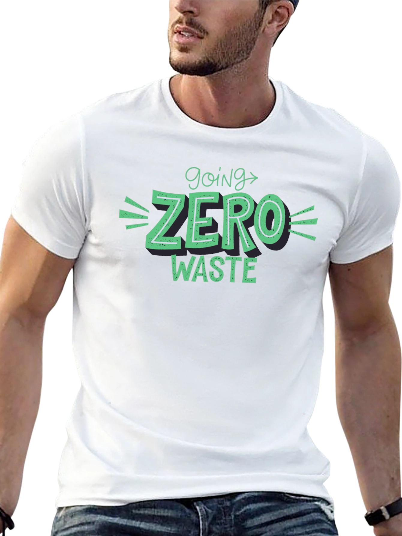 Black Eco-Friendly Going Zero Waste T-Shirt view 13