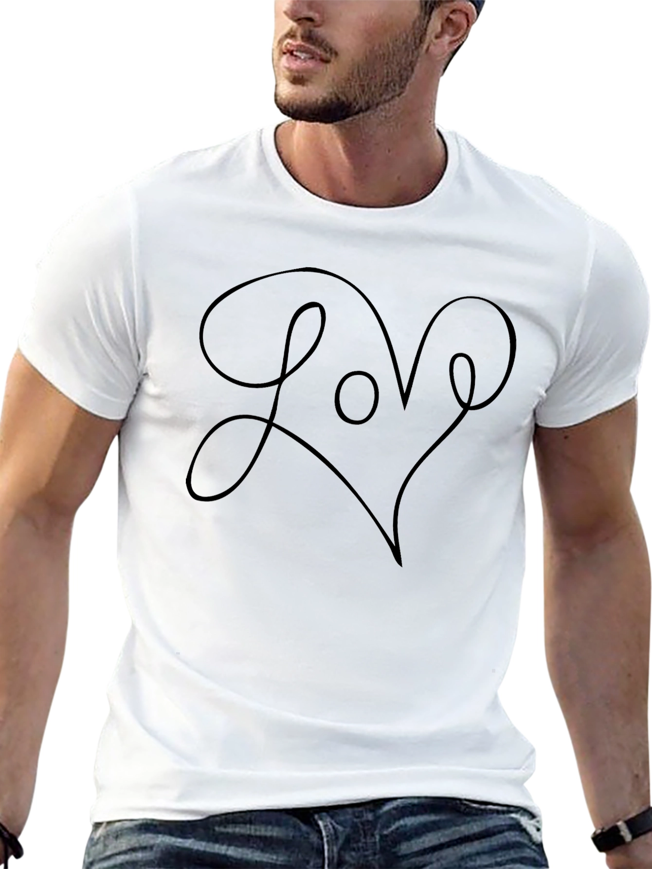 Black Love Heart Graphic Black T-Shirt view 13