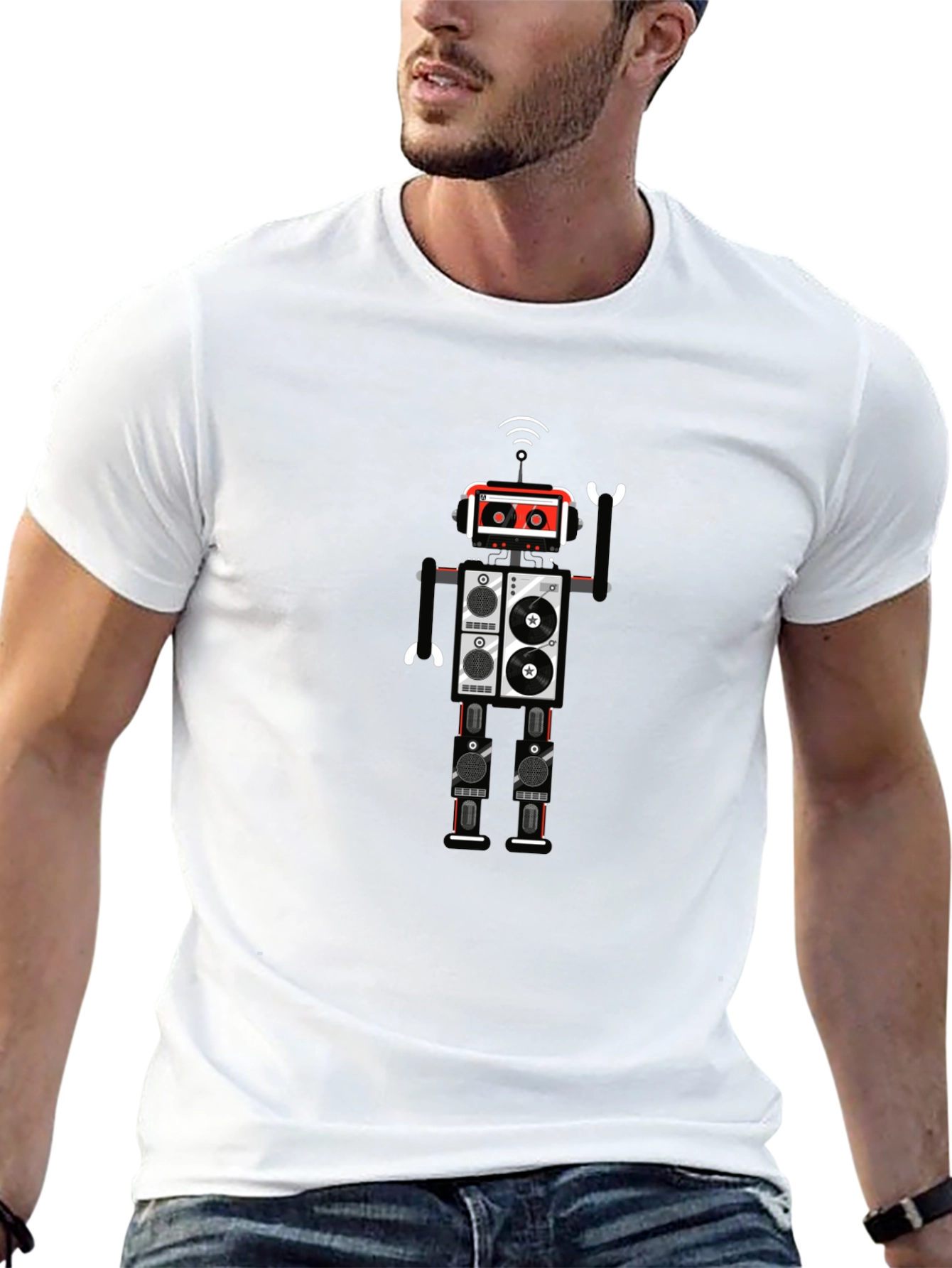 Black Robot Graphic Black T-Shirt view 13