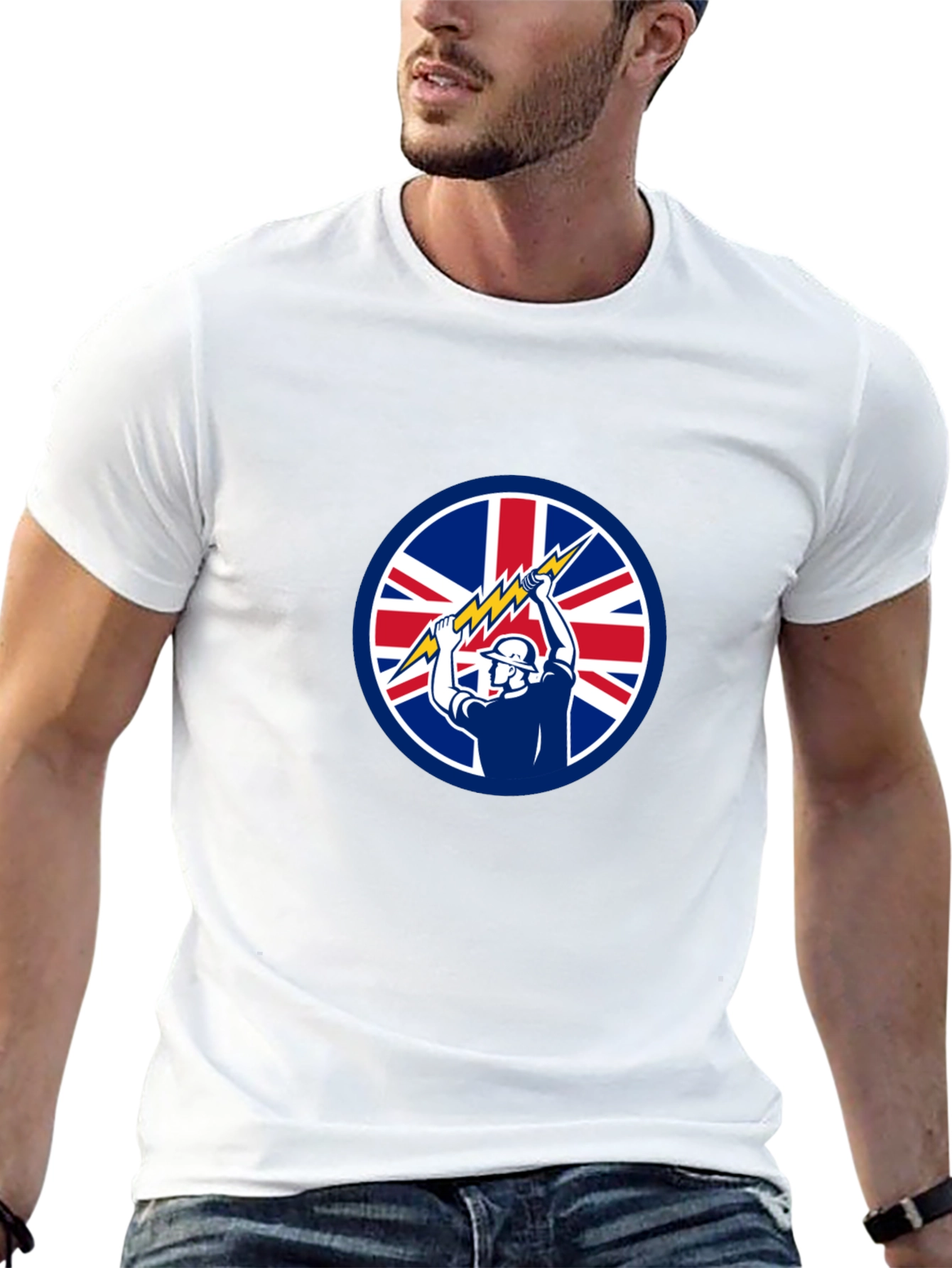 Black British Electrician Graphic T-Shirt view 13