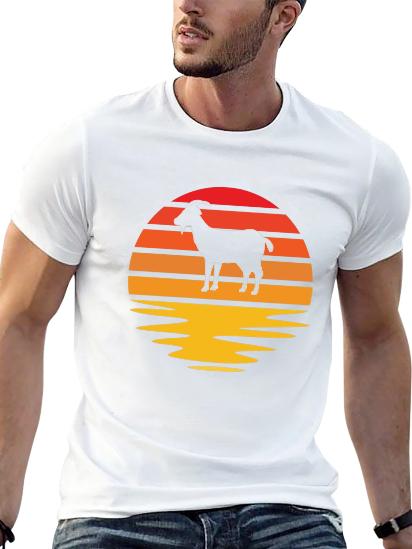 Black Goat Silhouette Sunset Graphic Tee view 13