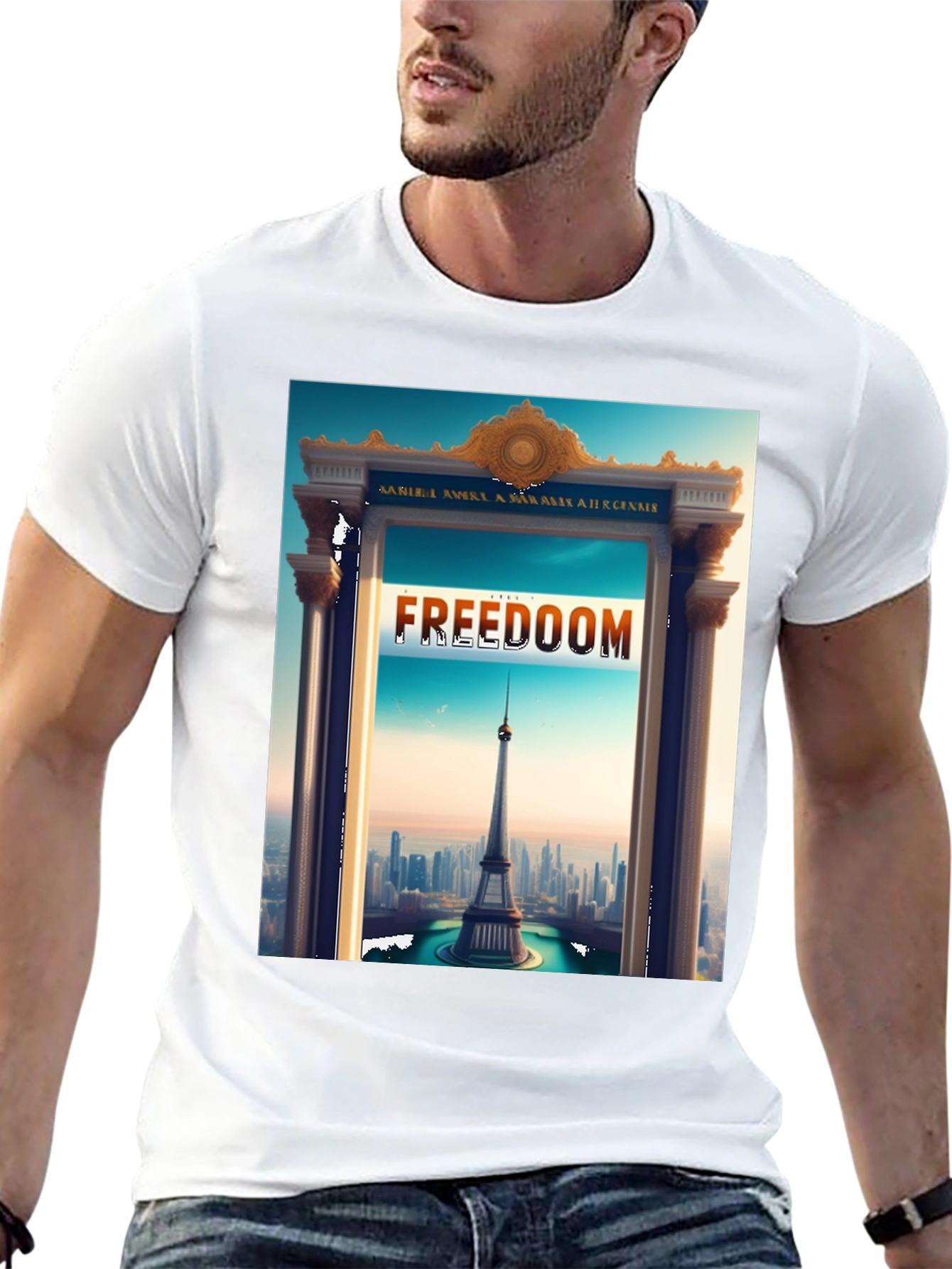 Black Freedom Tower Graphic Tee - Stylish Statement Shirt view 13