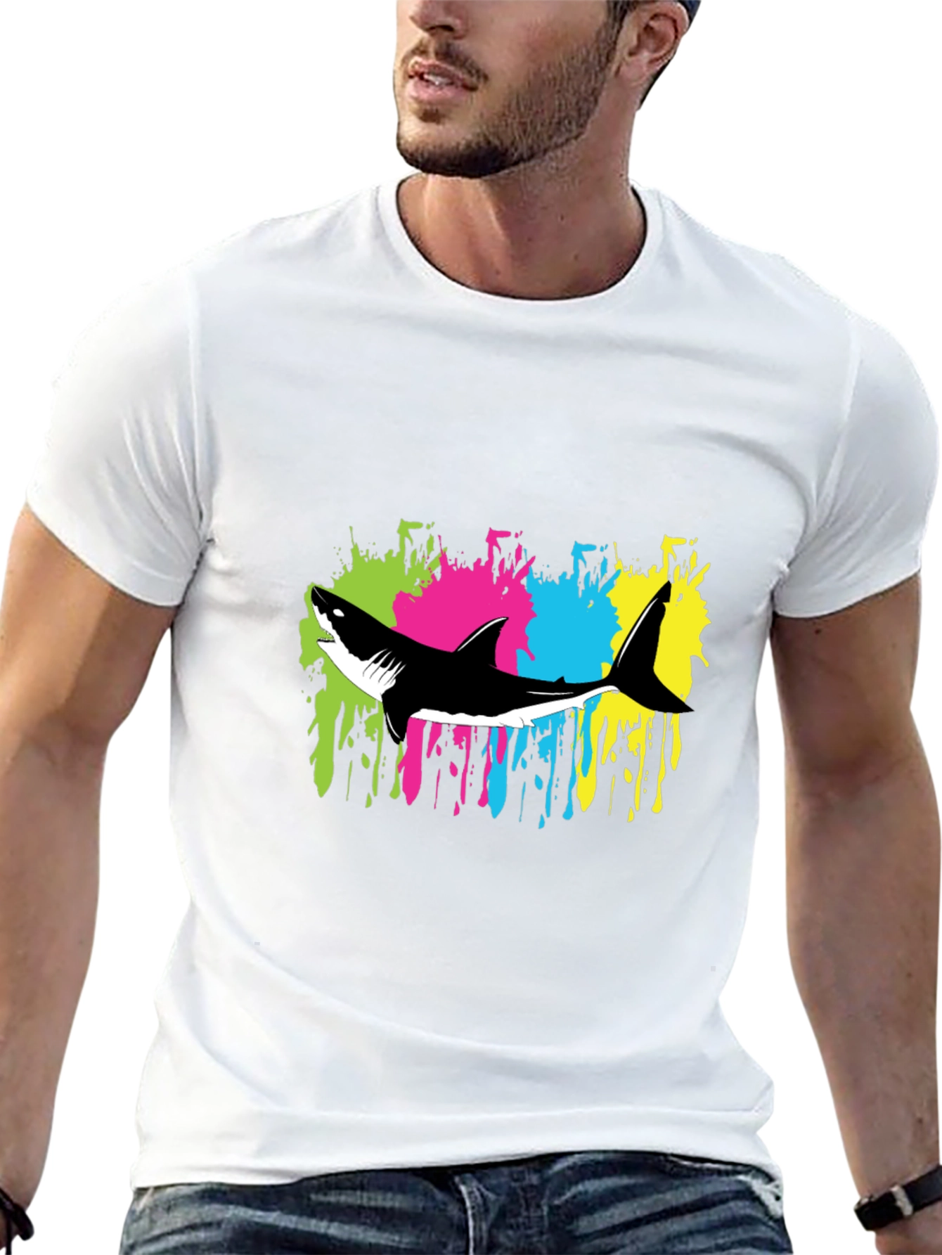Black Shark Graphic T-Shirt - Bold Colorful Design view 13