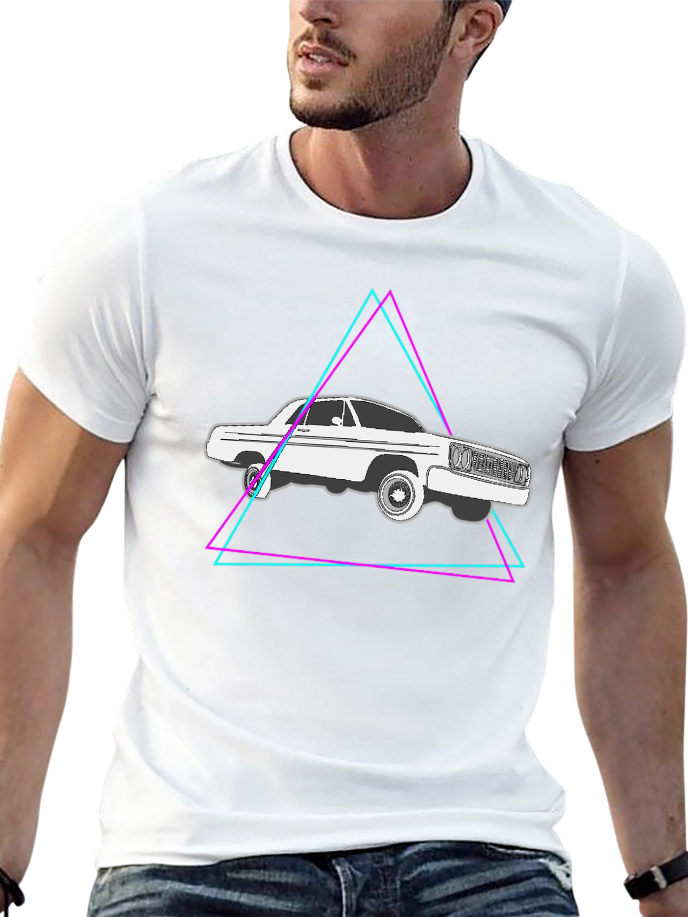 Black Retro Car Graphic Tee - Black Cotton Blend view 13
