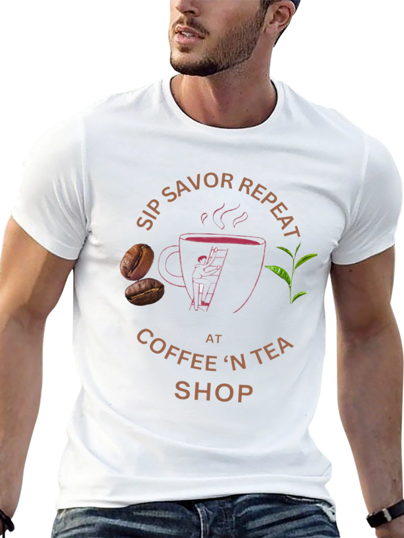 Black Sip Savor Repeat Coffee & Tea T-Shirt view 13