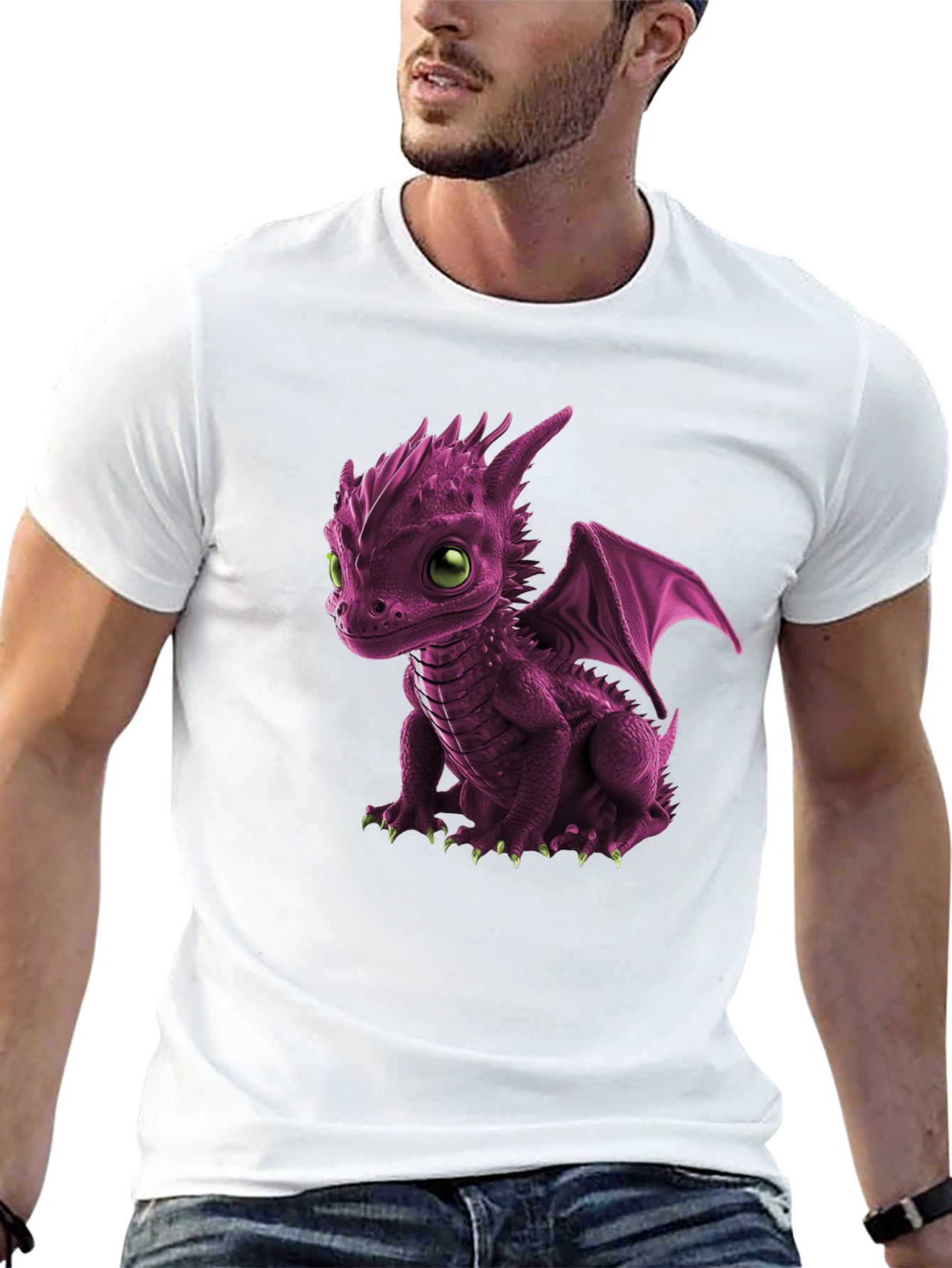Black Cute Dragon Graphic Tee - Unique Design view 13