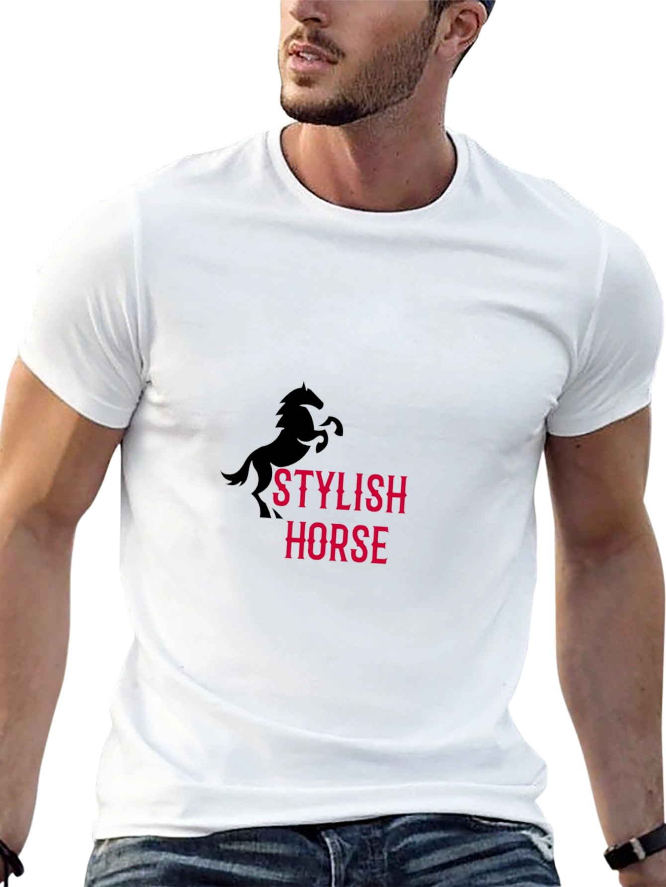 Black Stylish Horse Graphic T-Shirt view 13