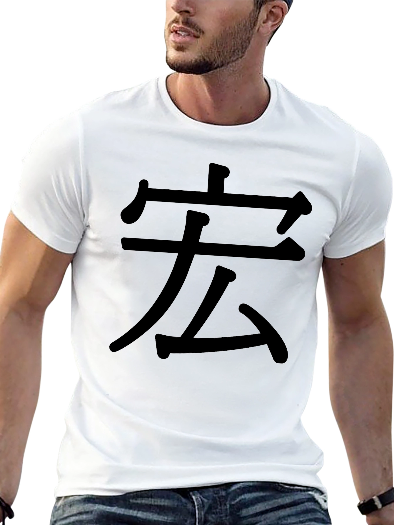 Black Black T-Shirt with Japanese Kanji Design view 13