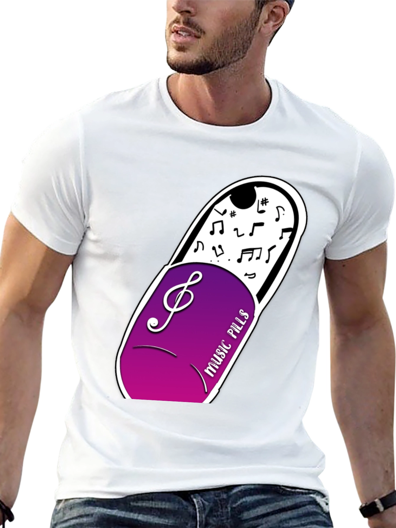 Black Music Pills Graphic T-Shirt - Black Cotton Tee view 13