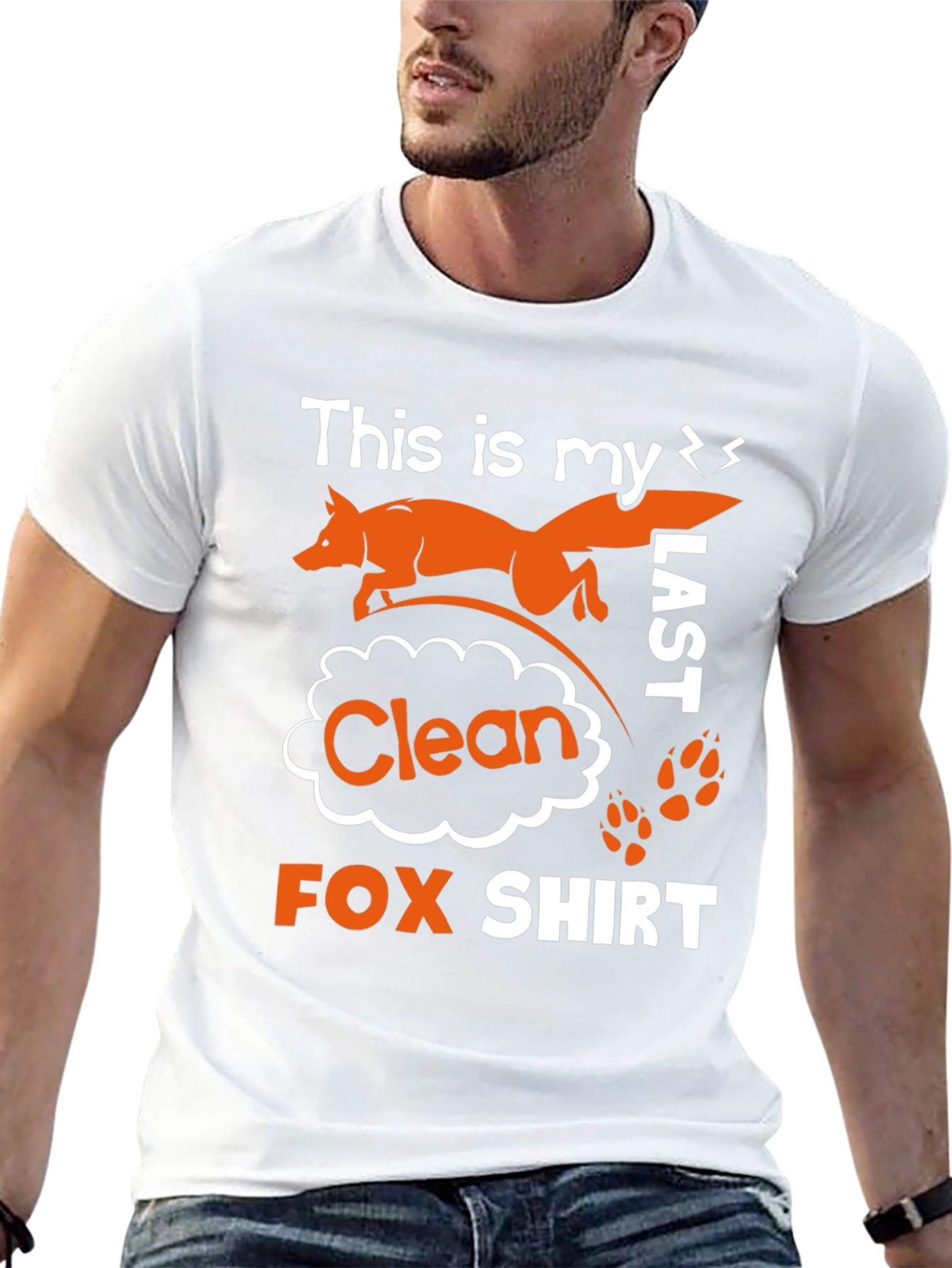 Black Funny "Last Clean Fox" Graphic T-Shirt view 13