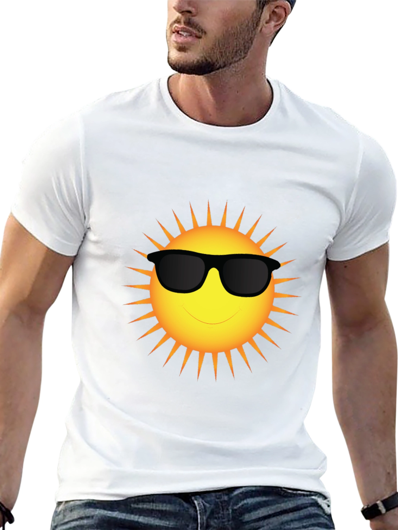Black Cool Sun Graphic T-Shirt - Black Cotton Blend Tee view 13