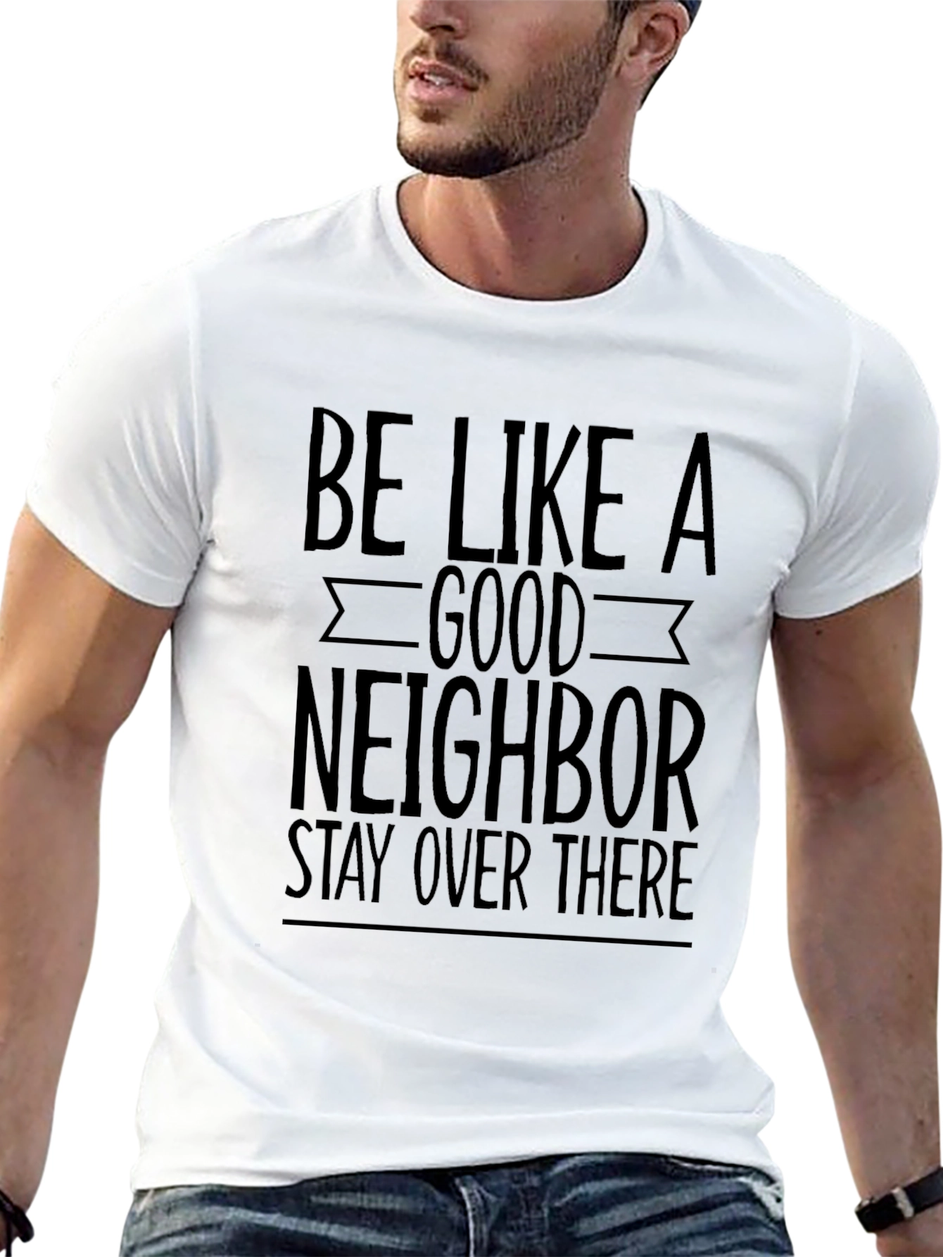 Black Be Like A Good Neighbor Stay Over There Tee view 13