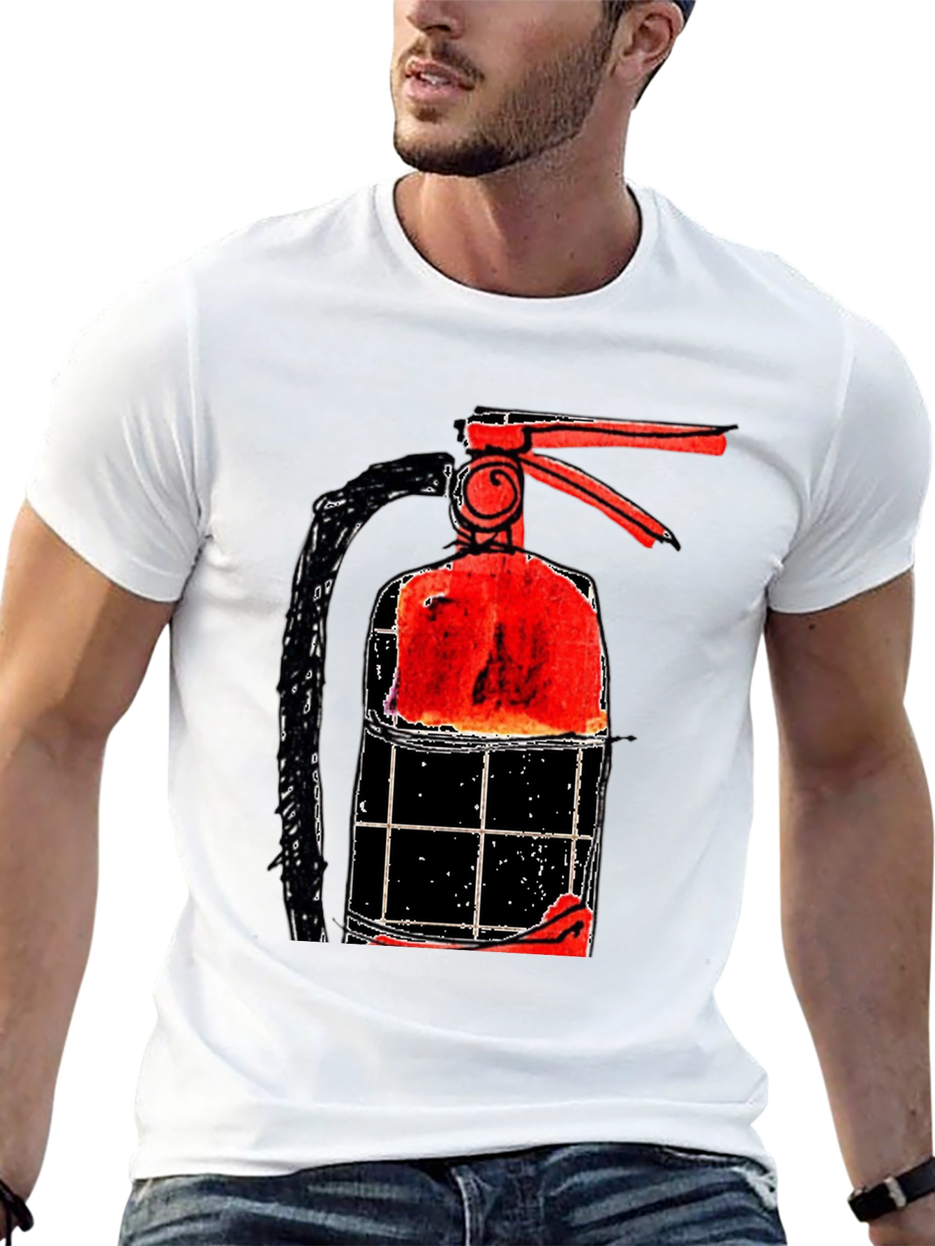 Black Fire Extinguisher Graphic Tee - Novelty Print view 13