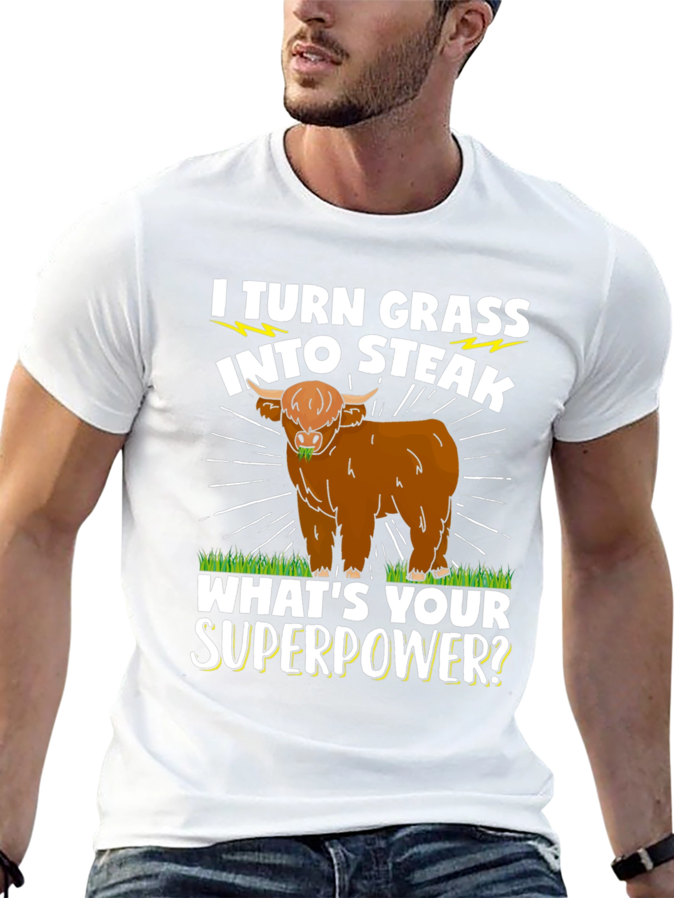 Black I Turn Grass Into Steak T-Shirt - Funny Cow Tee view 13
