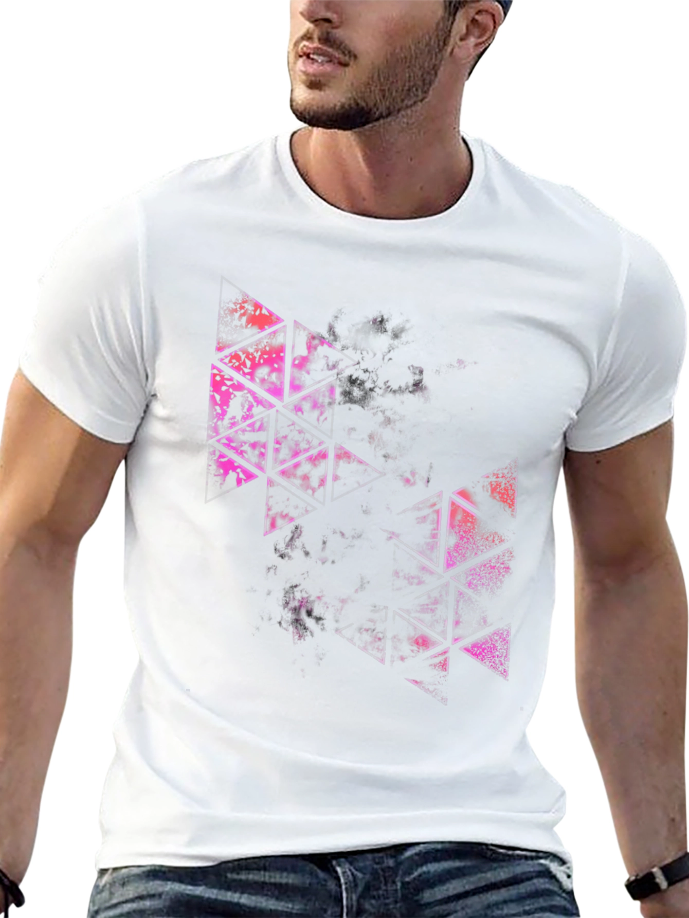 Black Abstract Triangle Graphic Tee - Modern Streetwear view 13