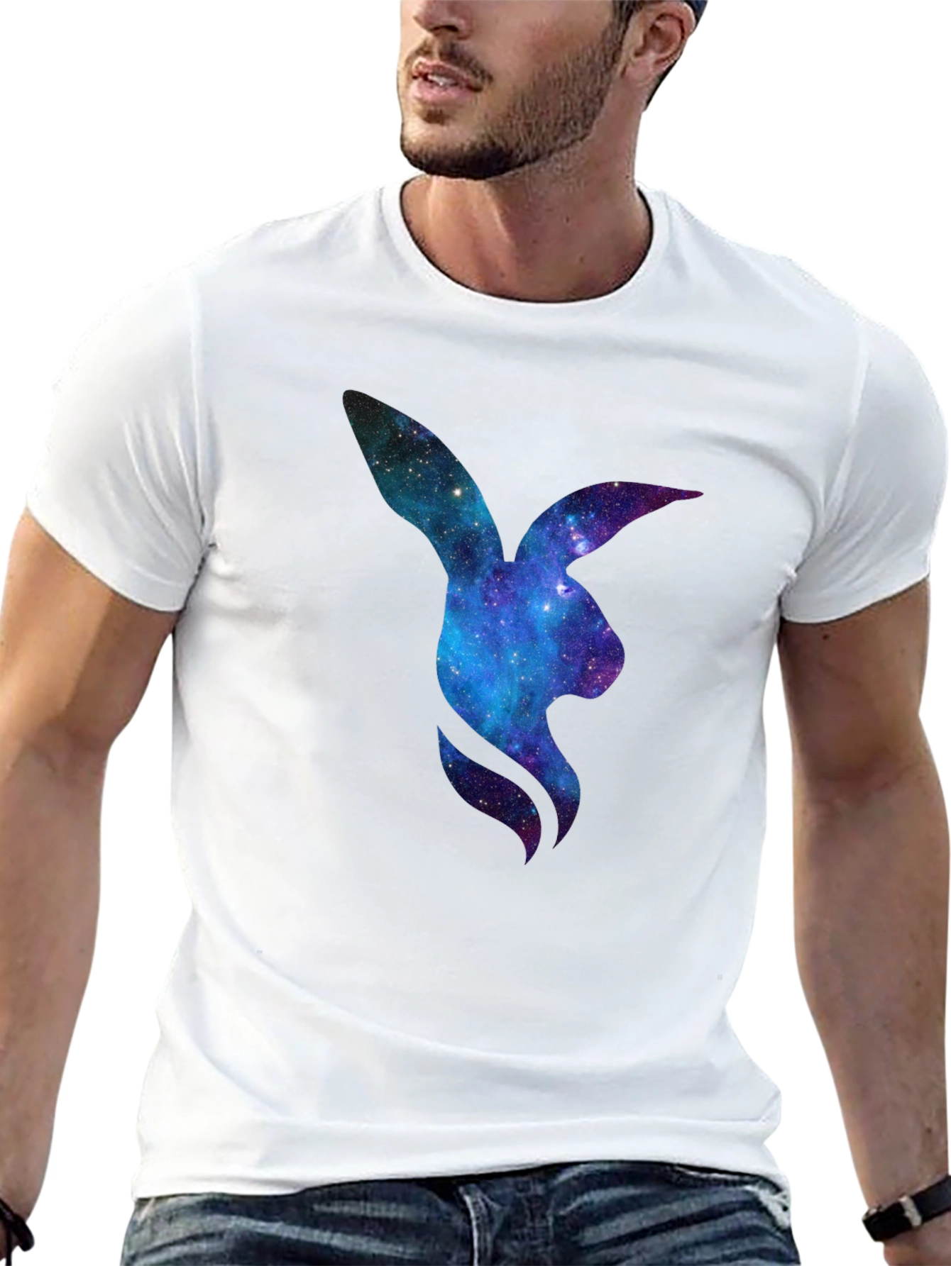 Black Galaxy Bunny Graphic T-Shirt view 13