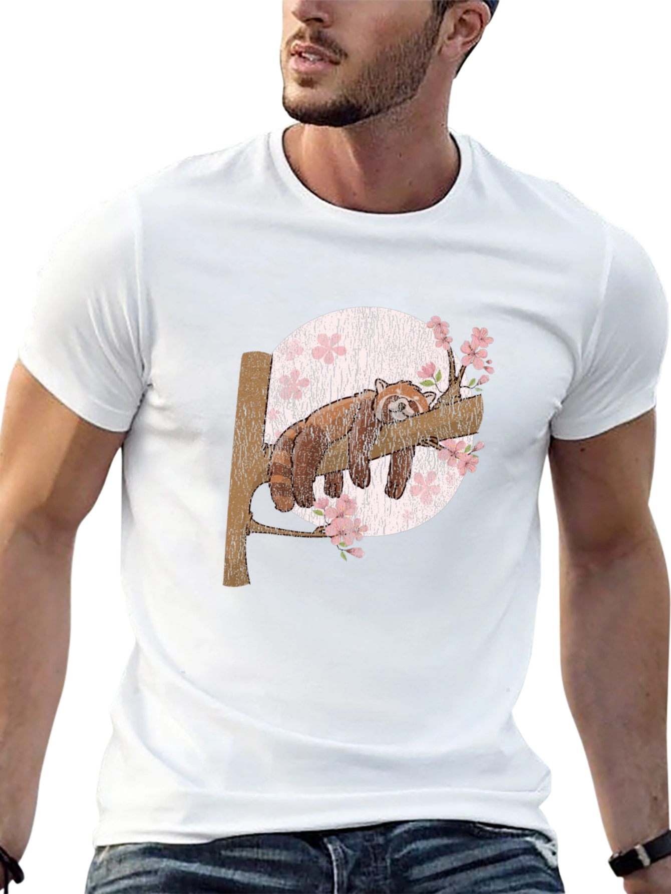 Black Red Panda Slumber T-Shirt: Unique Animal Graphic Tee view 13