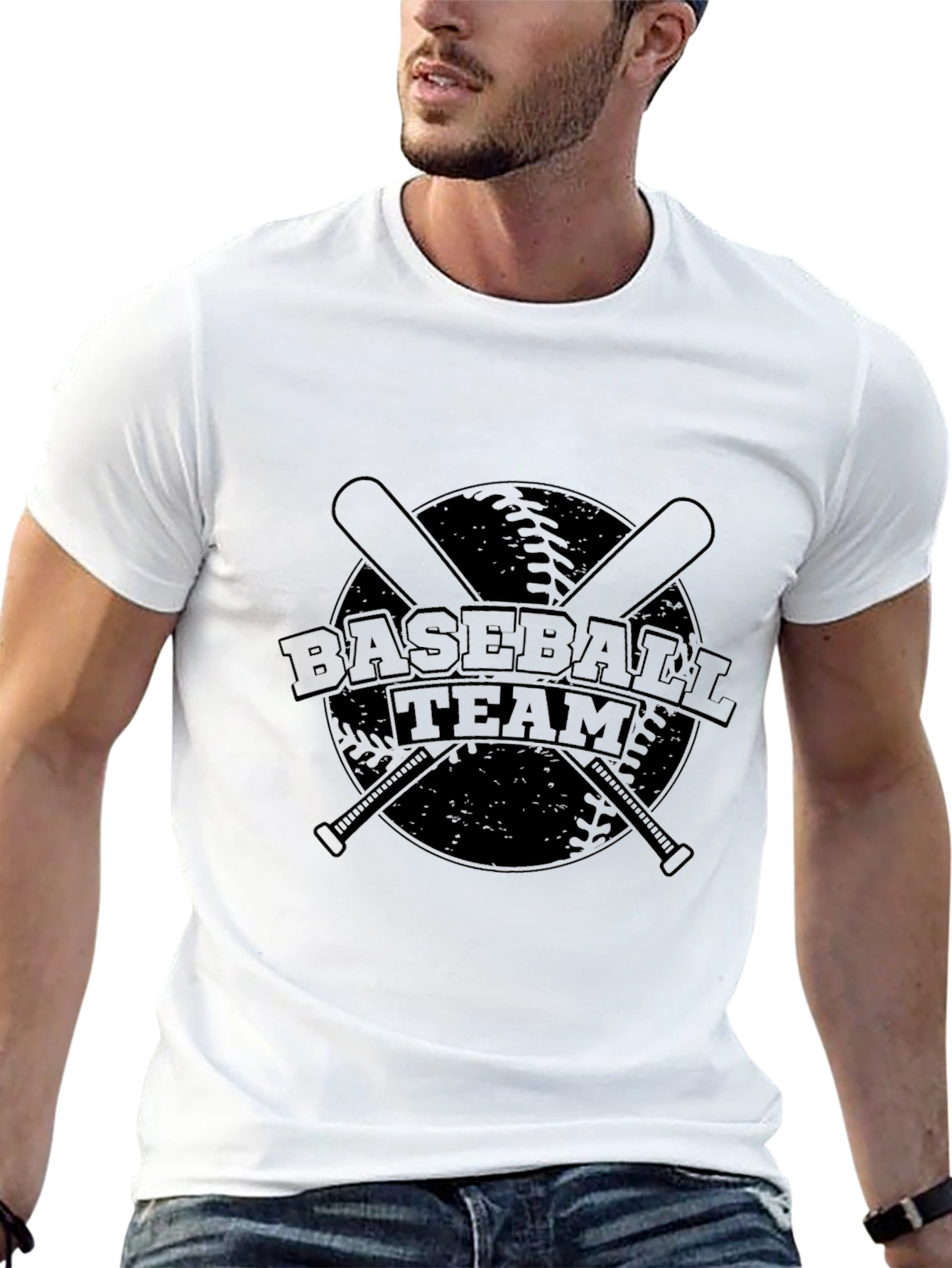 Black Baseball Team Graphic T-Shirt - Black Cotton Tee view 13