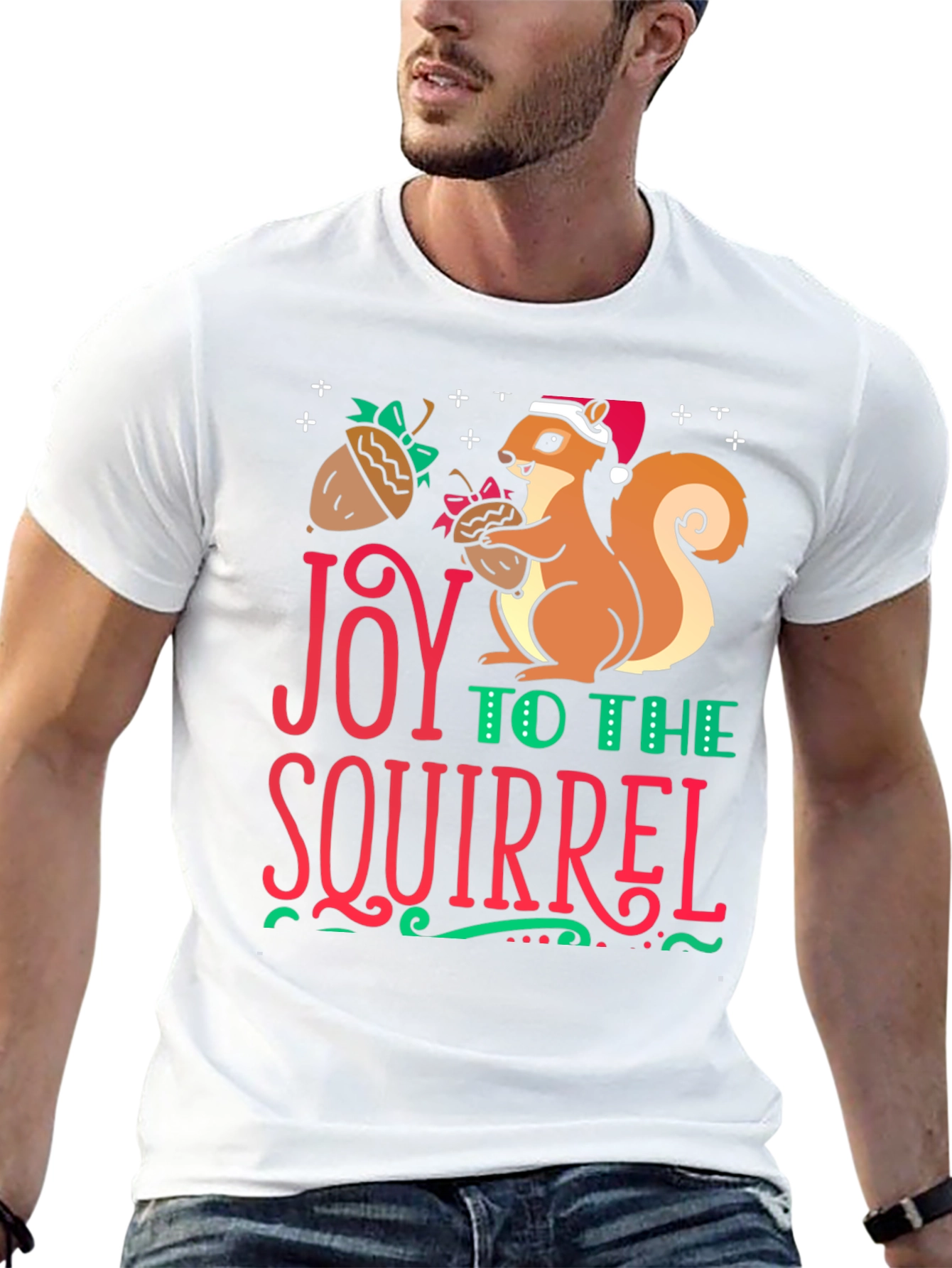 Black Joy to the Squirrel Holiday T-Shirt view 13