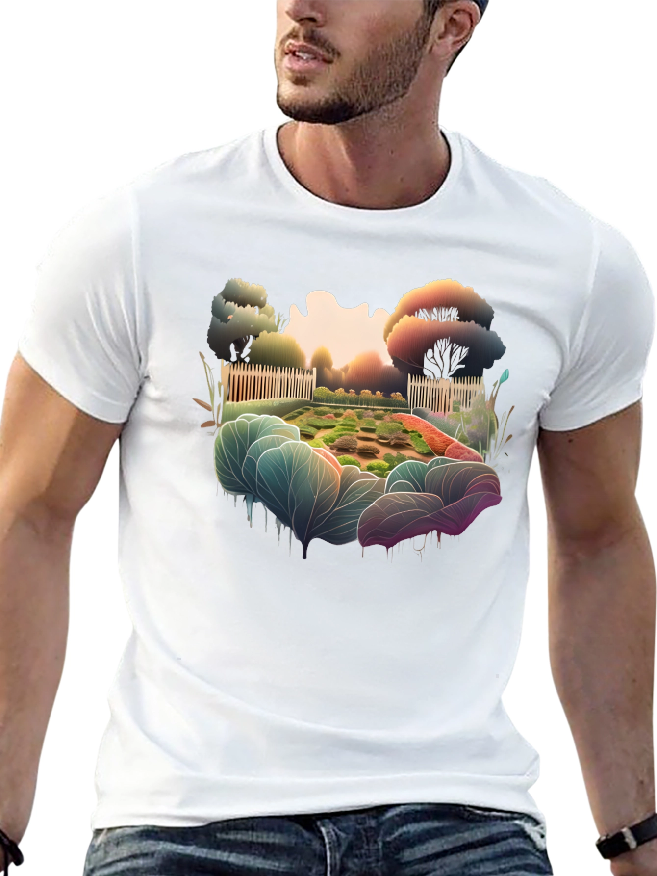 Garden Scene Graphic Tee - Black - 13