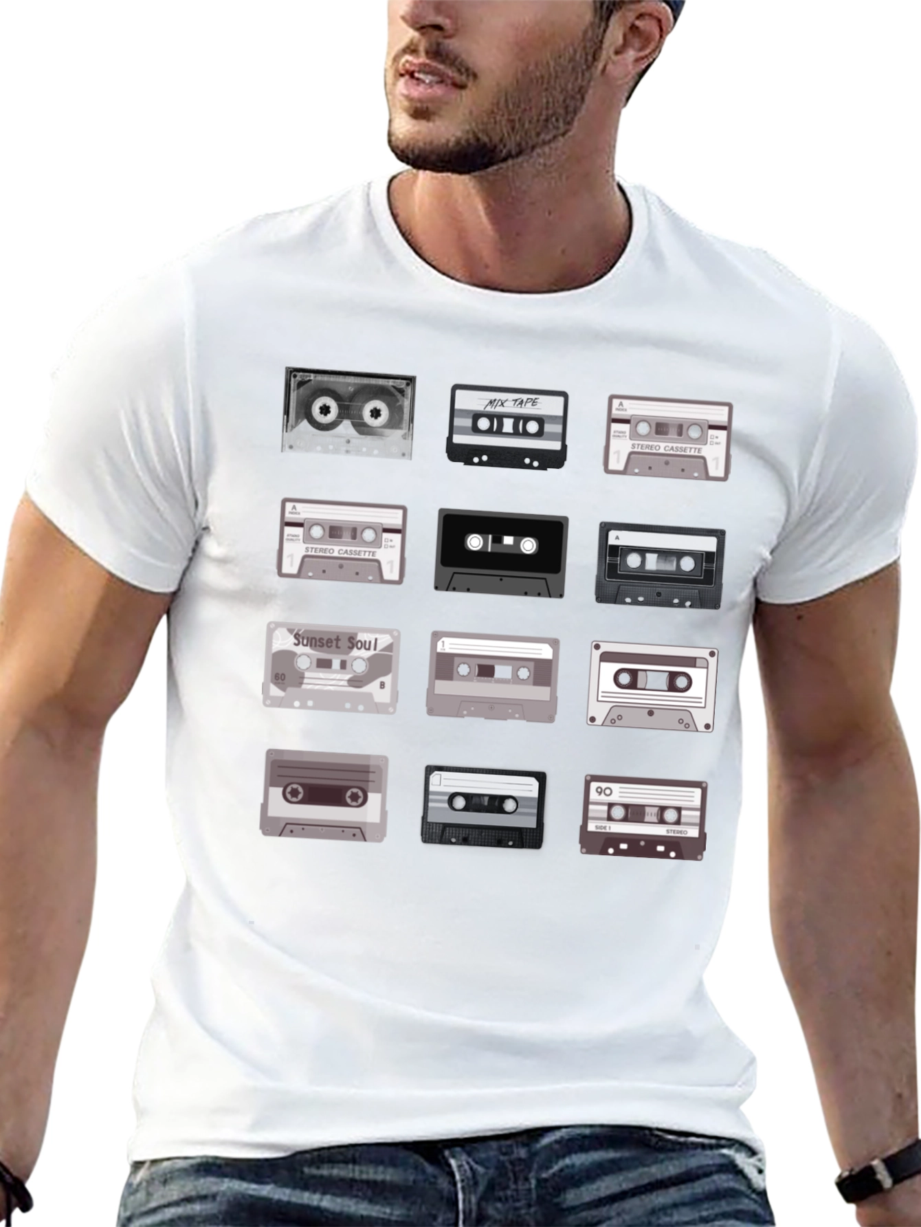 Black Retro Cassette Tape Graphic Tee - Music Lover T-Shirt view 13