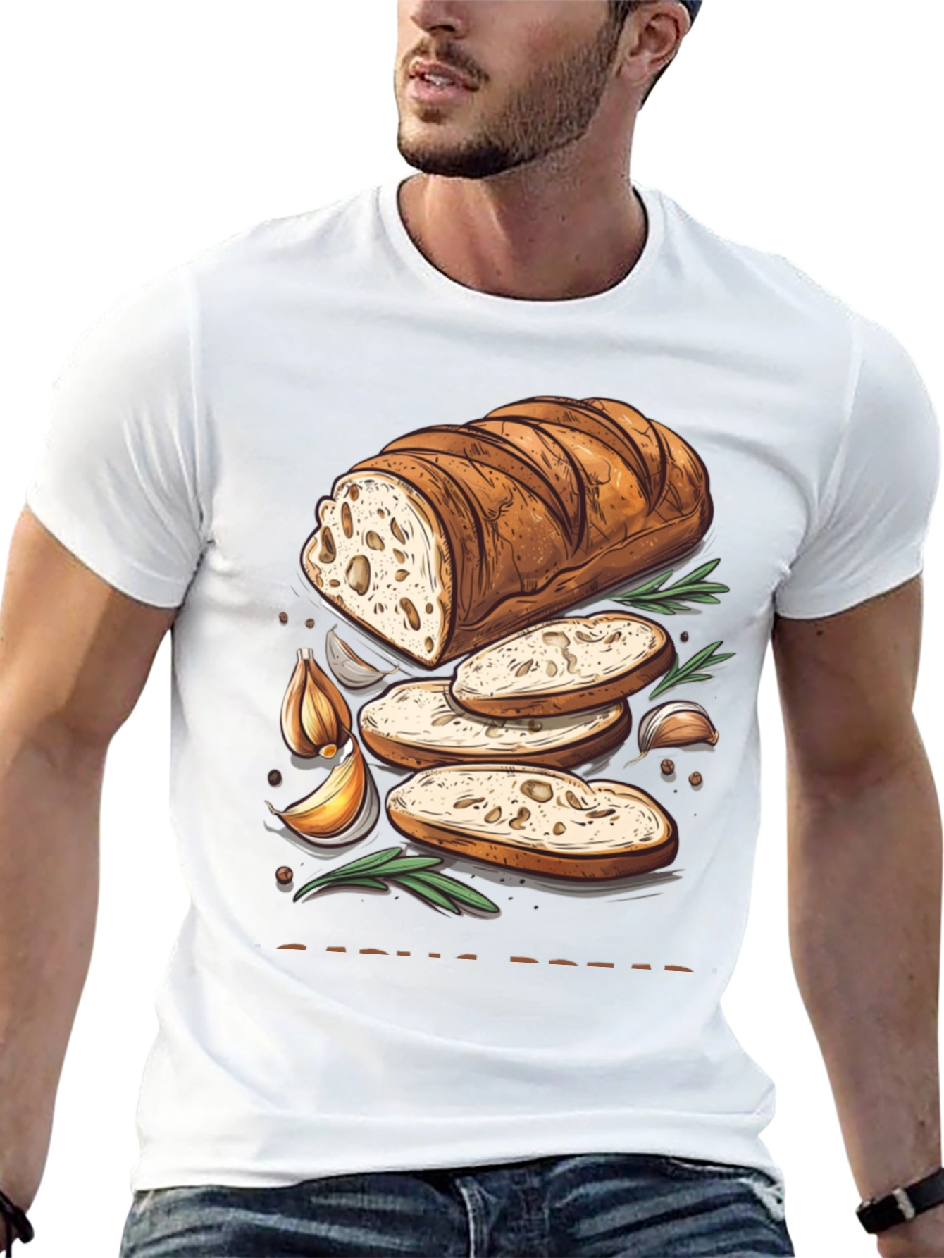 Black Garlic Bread Lover's T-Shirt view 13