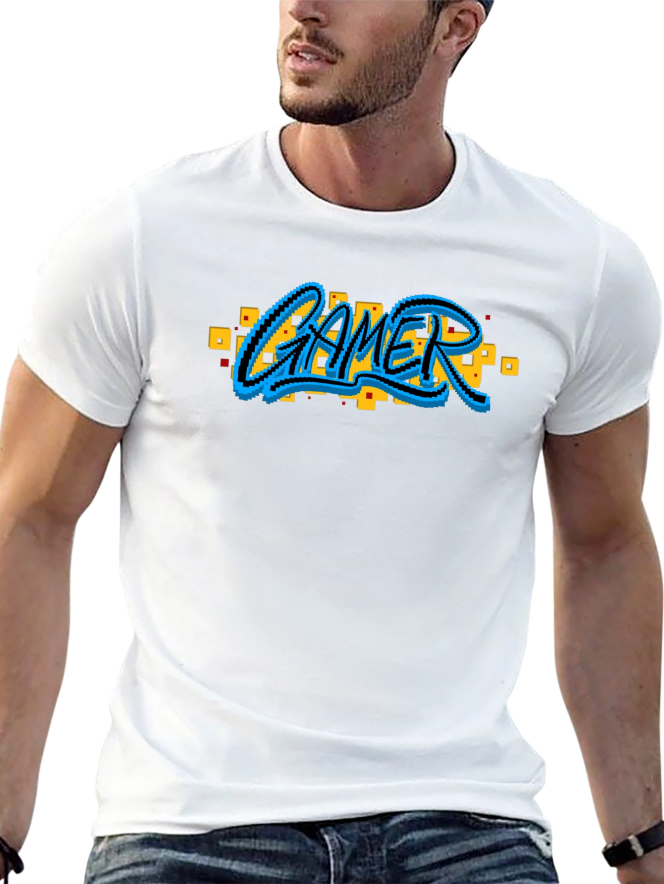 Black Pixel Gamer T-Shirt - Retro Style view 13
