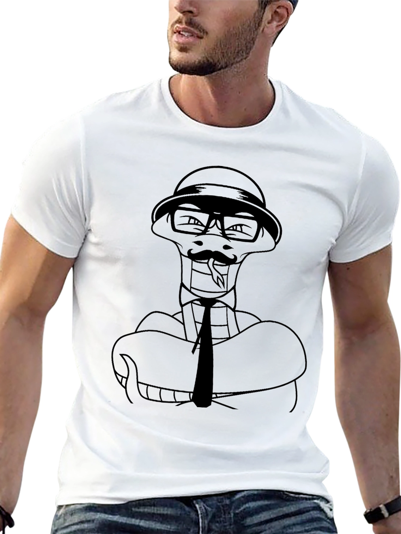 Black Dapper Snake Graphic Tee - Stylish & Unique view 13