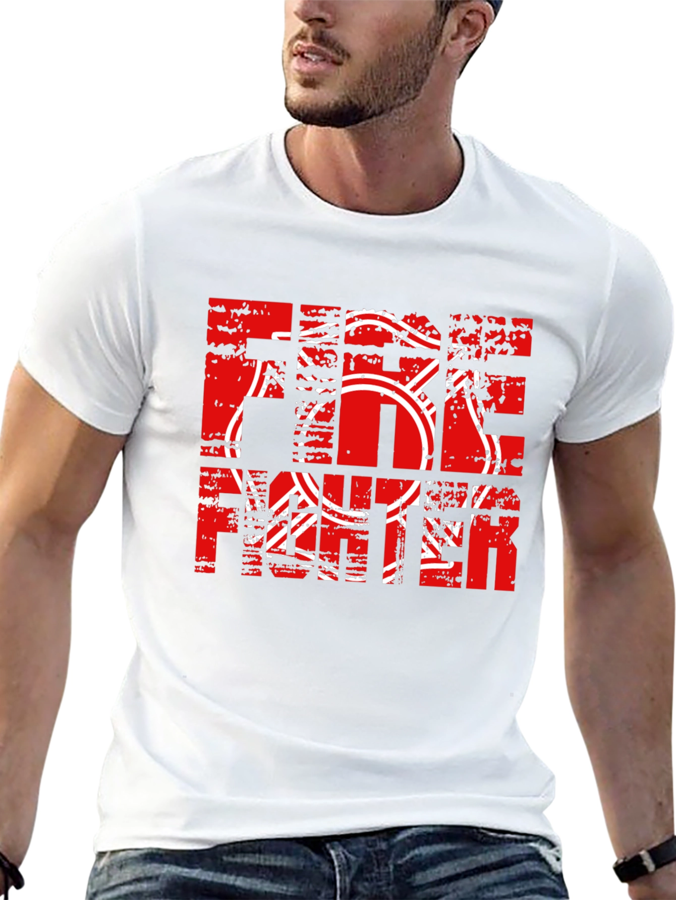 Firefighter Graphic Print Black T-Shirt - 13