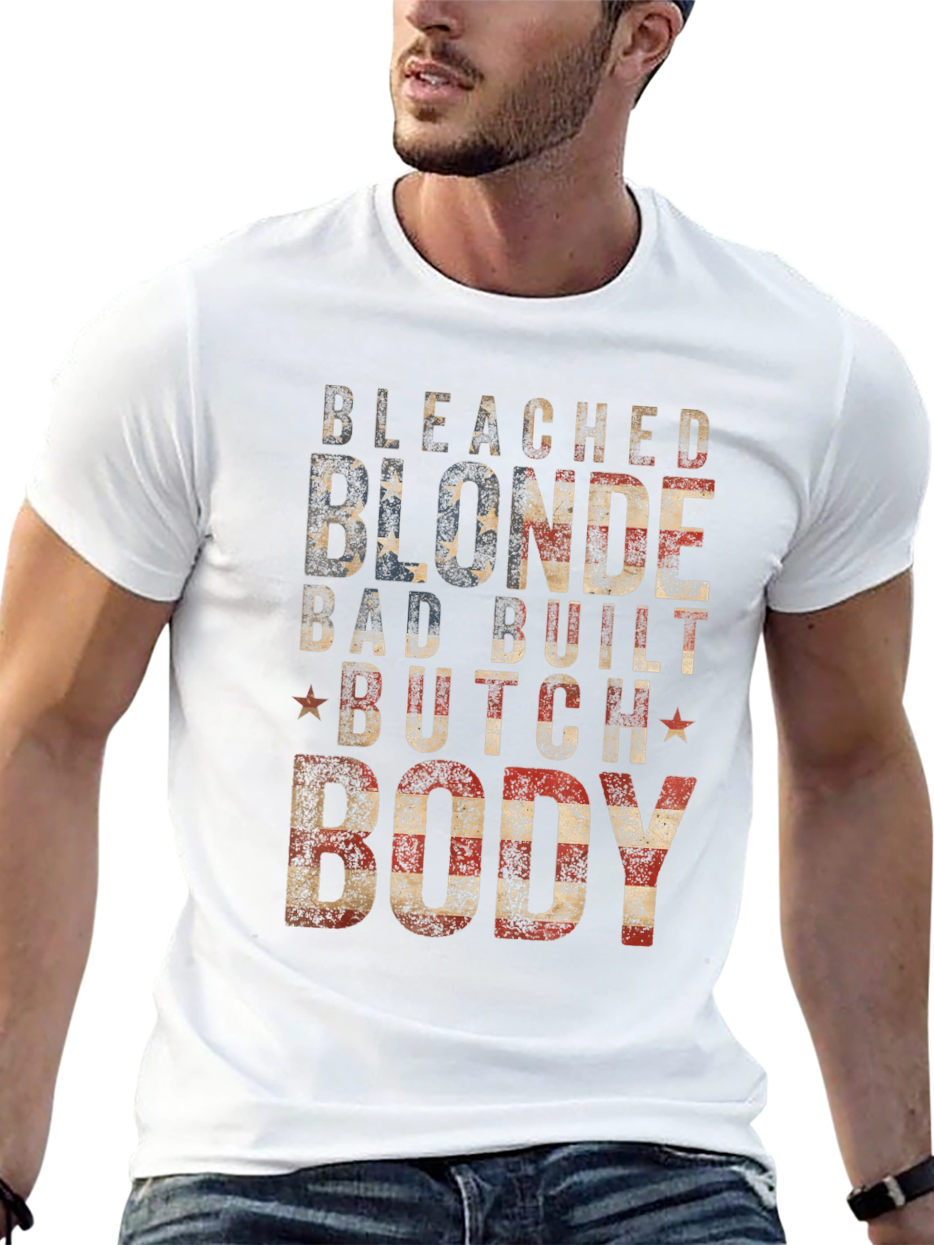 Black Bleached Blonde Body Graphic Tee - Patriotic USA T-Shirt view 13