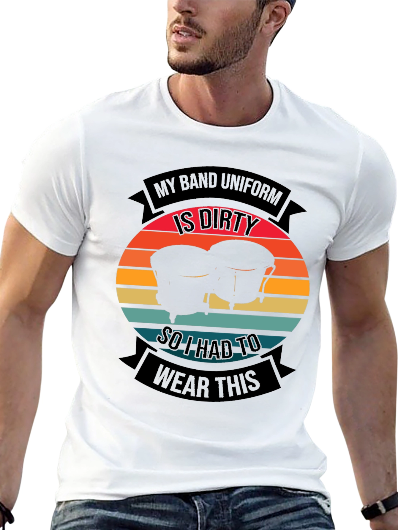 Black Band Uniform Dirty Bongo Drums T-Shirt view 13