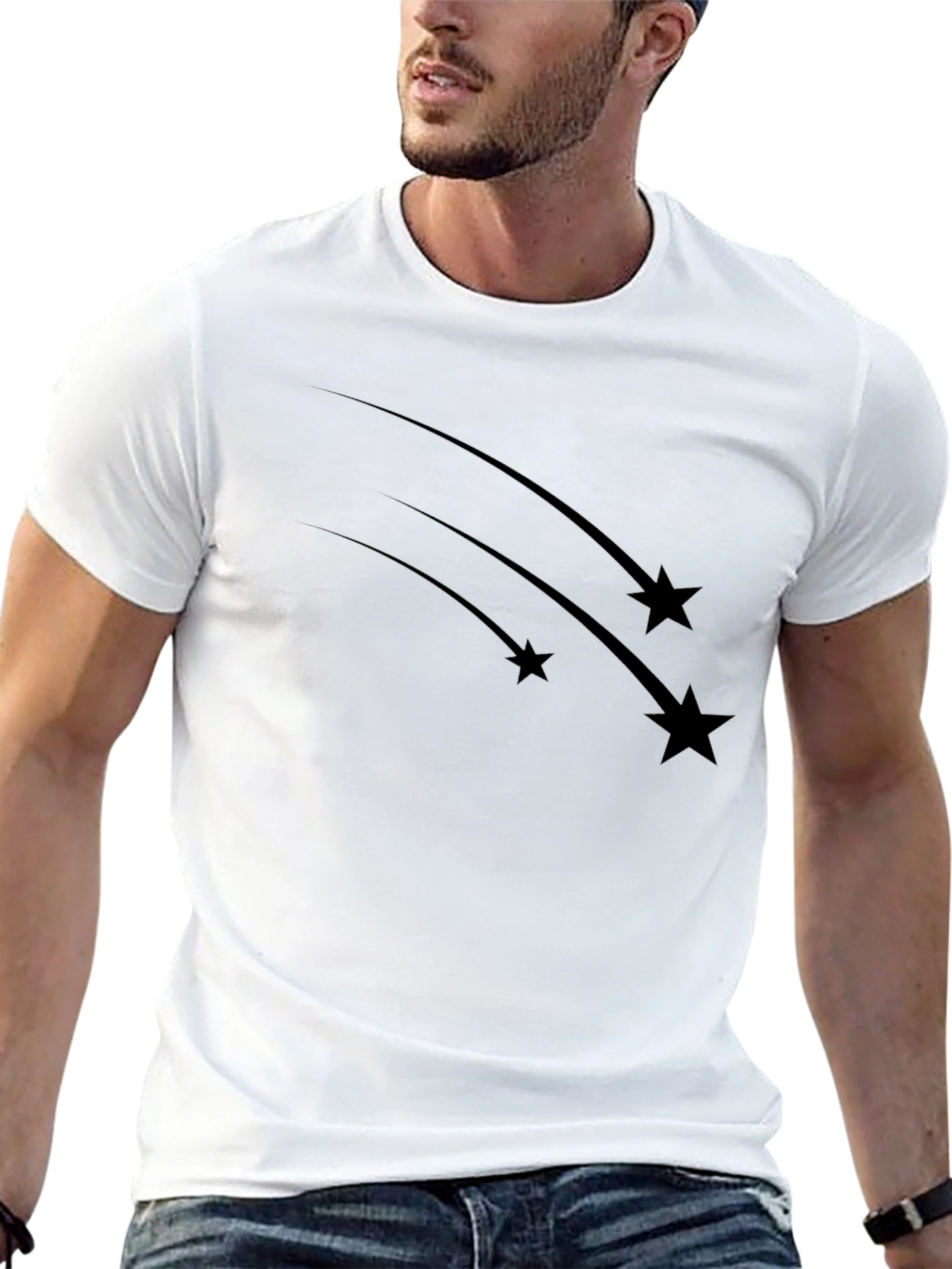 Black Men's Black Shooting Stars Graphic Tee view 13