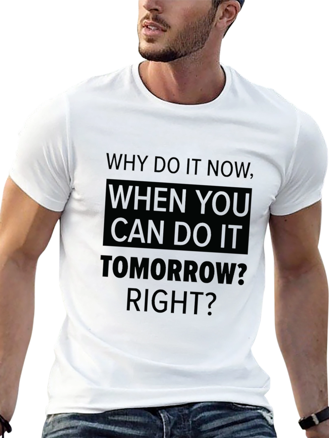 Black Procrastination T-Shirt - Do It Tomorrow Graphic Tee view 13