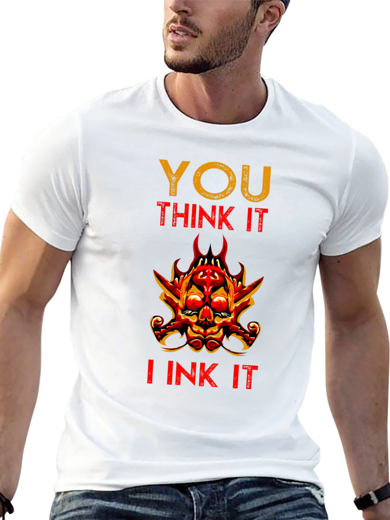 Black You Think It, I Ink It Graphic Tee - Unique Tattoo Artist T-Shirt view 13